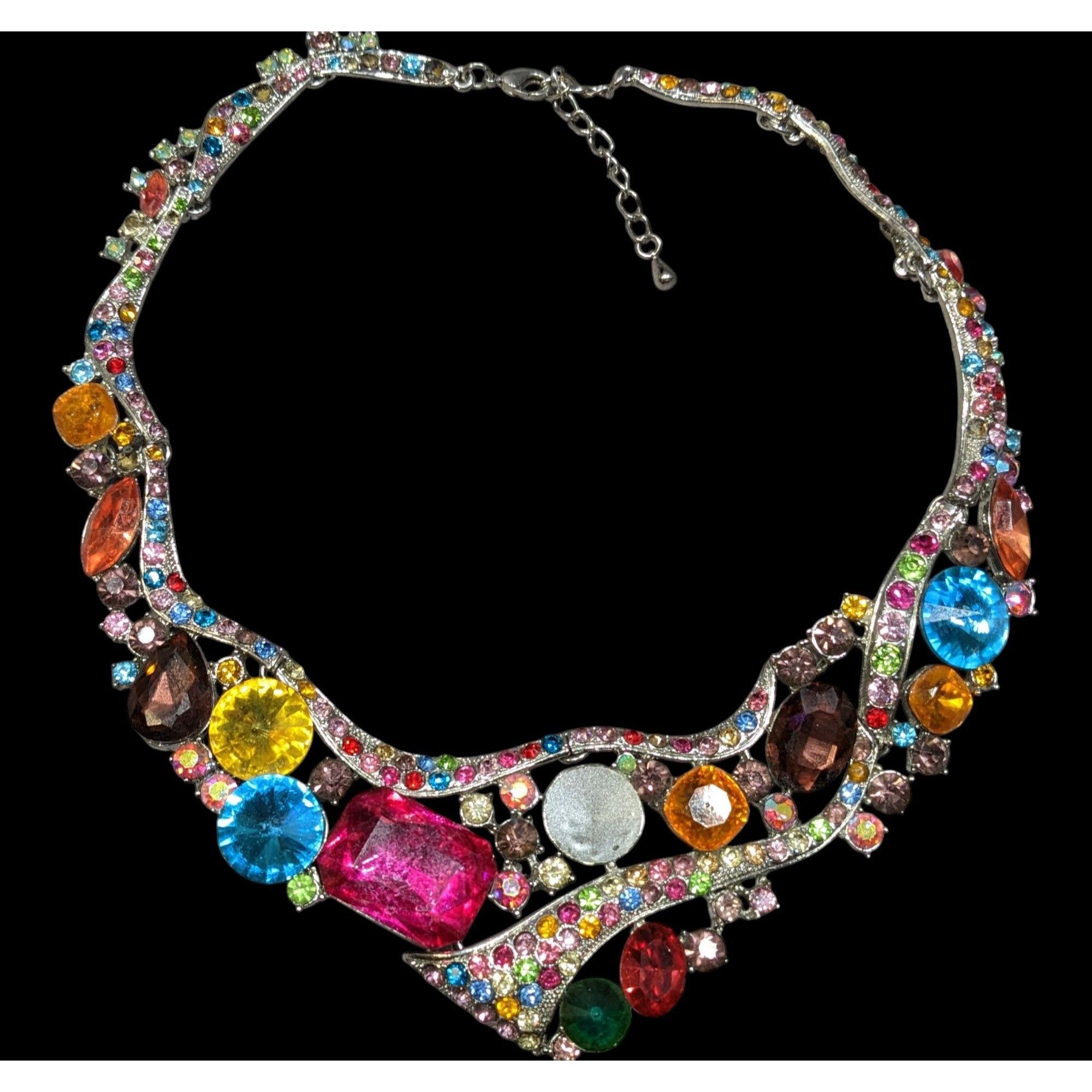 Other Whimsical Glamorous Rainbow Gemmed Collar Necklace Size ONE SIZE - 1 Thumbnail