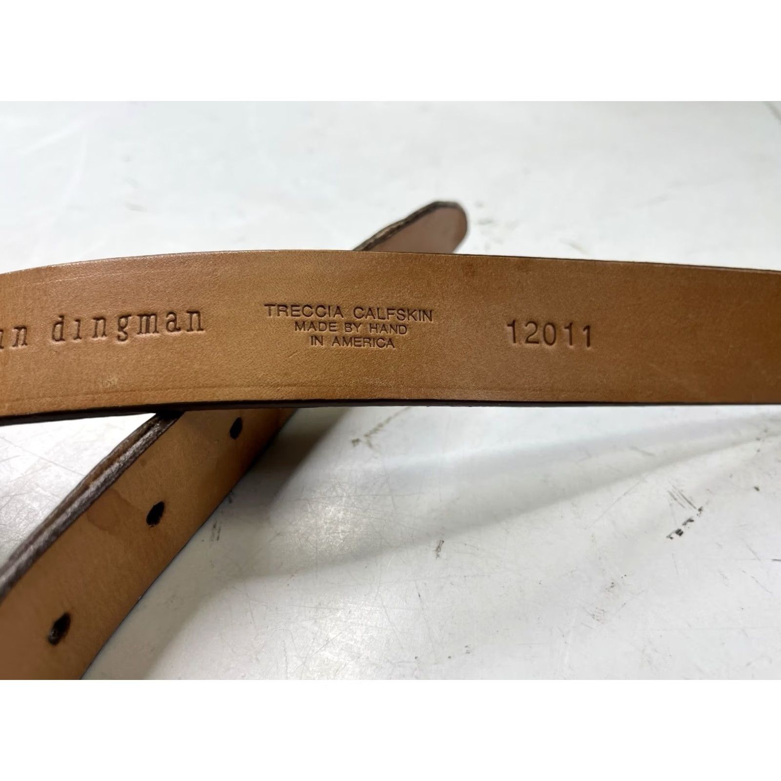 Vintage Martin Dingman Belt Mens 36 Brown Treccia Calfskin Woven Leather Made USA Belt Buckle US HandMade Vintage No Regular Mens 36 Brown Leather USA Belt Size 36 - 3 Thumbnail