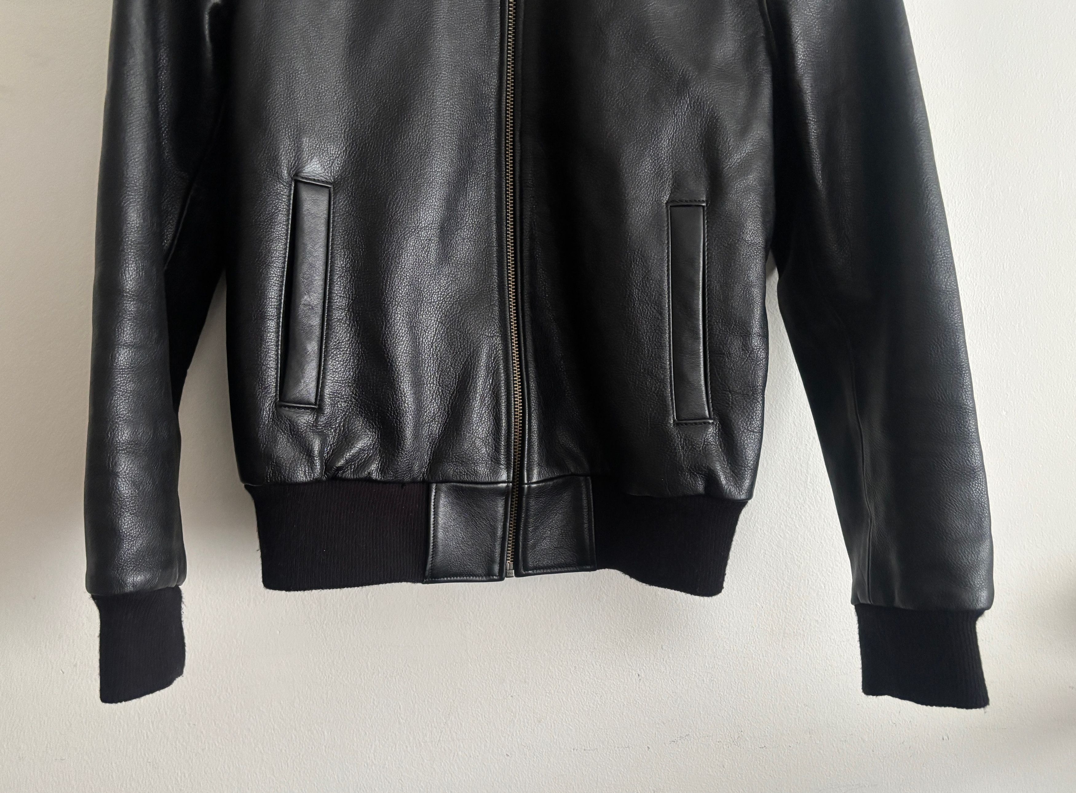 Roots $580 Black Pebbled Leather Bomber Jacket - 6 Size M / US 6-8 / IT 42-44 - 7 Thumbnail