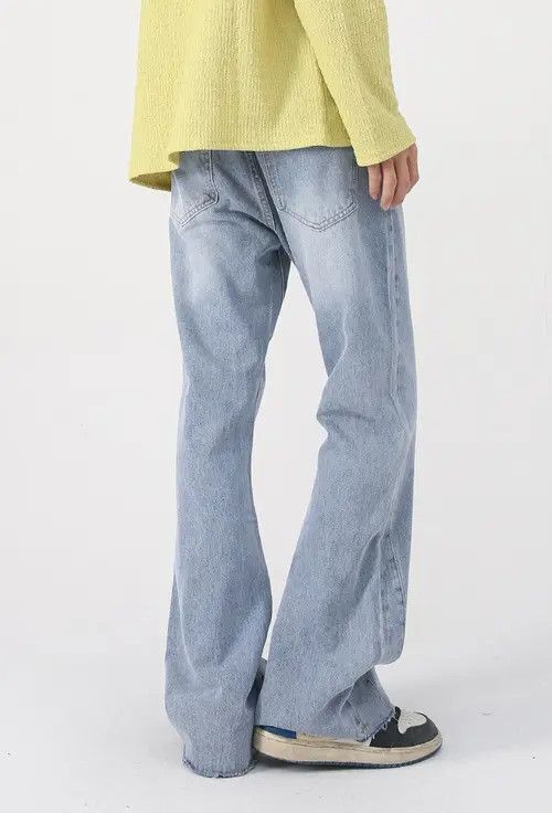 Japanese Brand Washed distressed men's zipper flared jeans Size US 32 / EU 48 - 6 Thumbnail