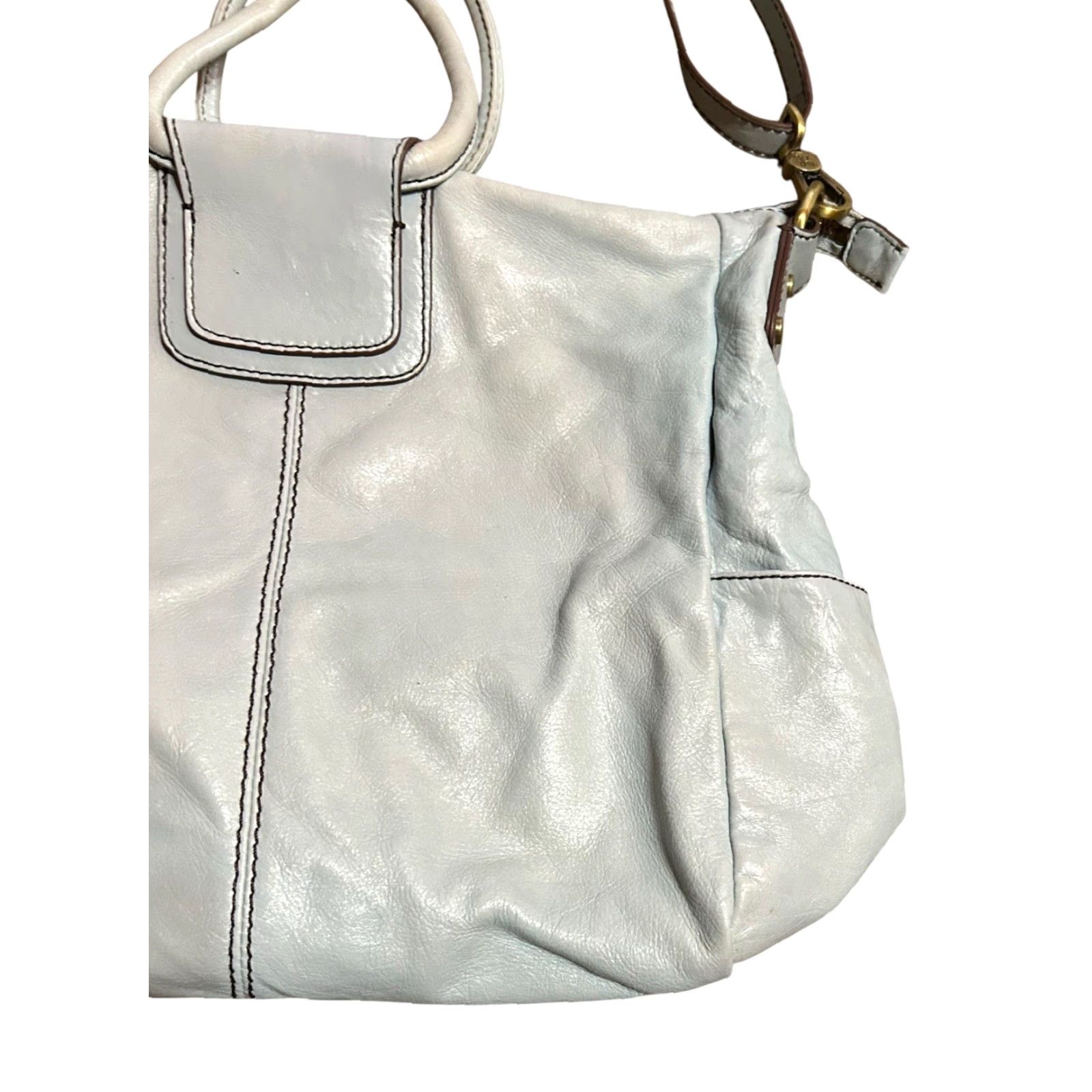 Vintage VINTAGE Hobo Sheila Large SatchelCrossbody Blue Leather Bag Purse W/Wallet Women's Read Size ONE SIZE - 4 Thumbnail