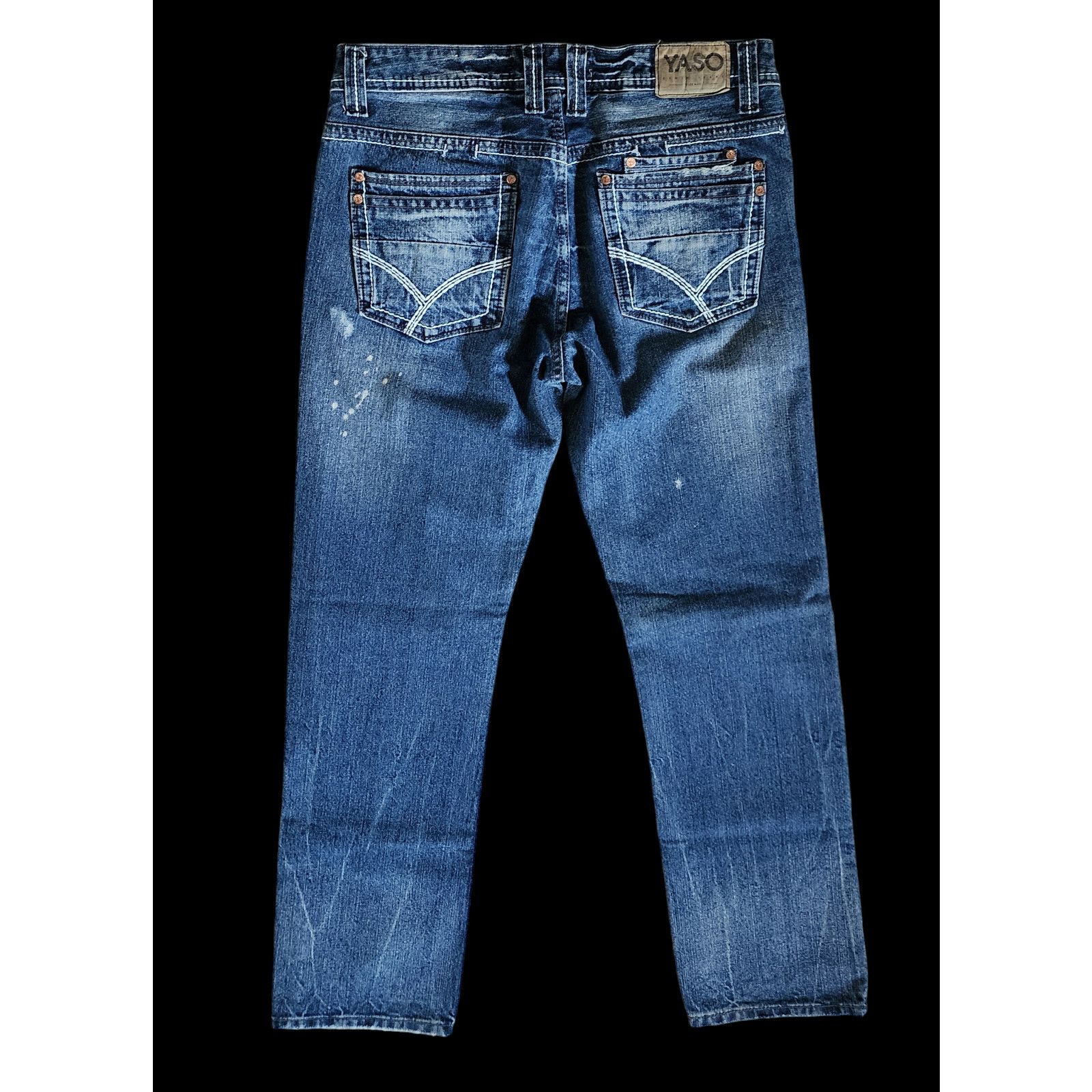 Other YASO men denim distressed blue jeans white stitching W32 L33 Size US 32 / EU 48 - 3 Thumbnail