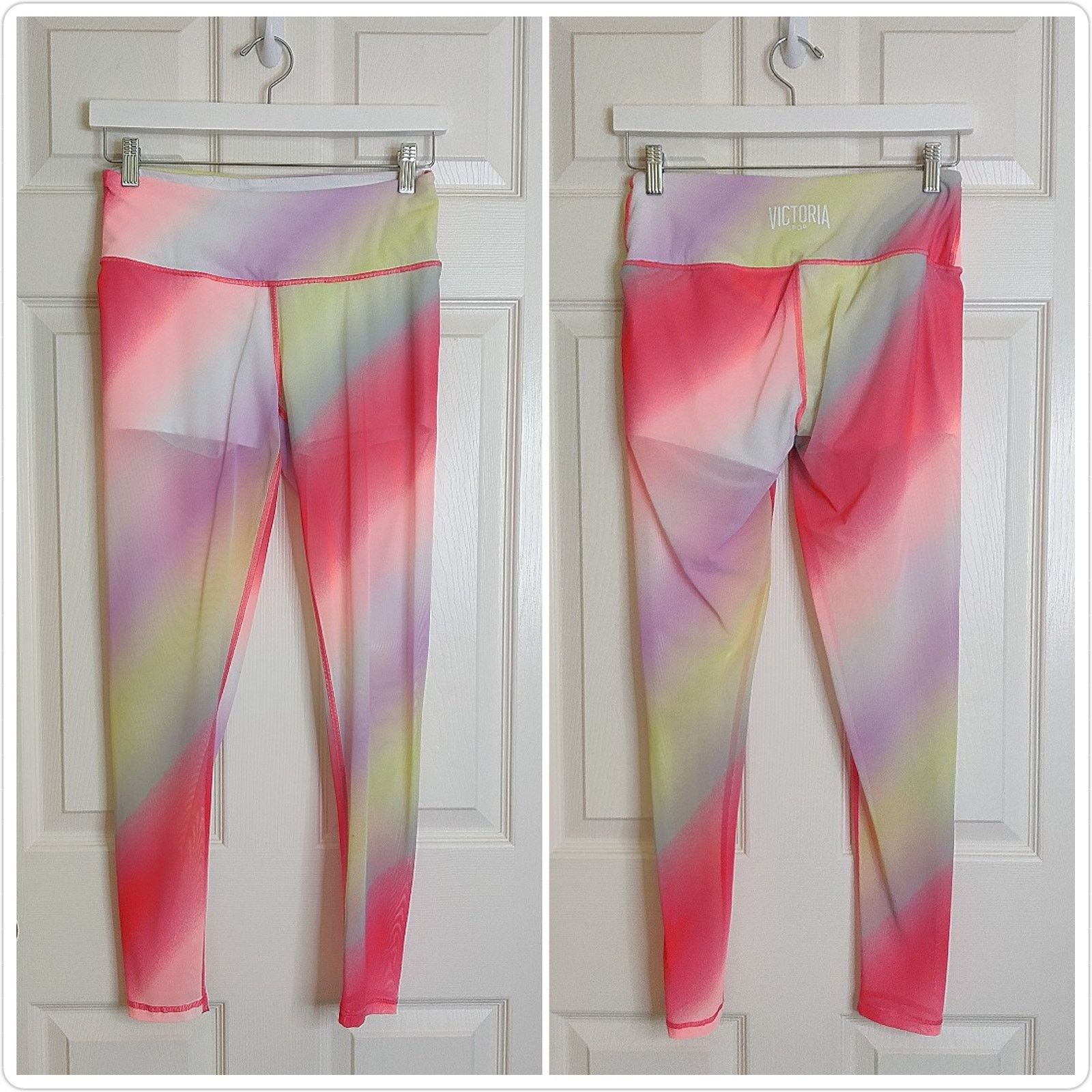 Victoria's Secret Victoria Sport Knockout Cali Haze Rainbow Mesh Tights sz M Size 30" / US 8 / IT 44 - 2 Thumbnail