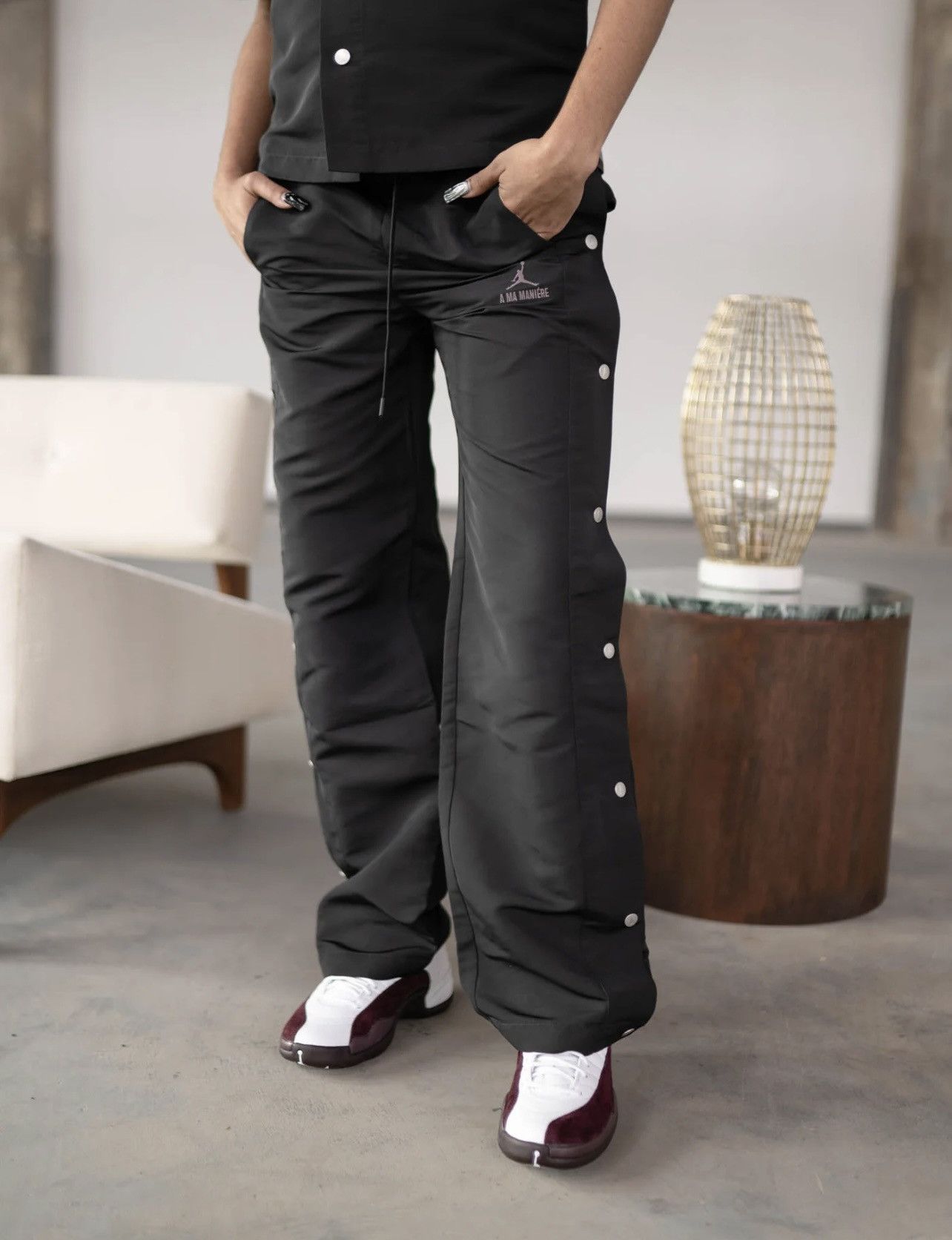 A Ma Maniere A MA MANIÉRE X Jordan Brand Snap Track Pants in Black Size US 36 / EU 52 - 3 Thumbnail