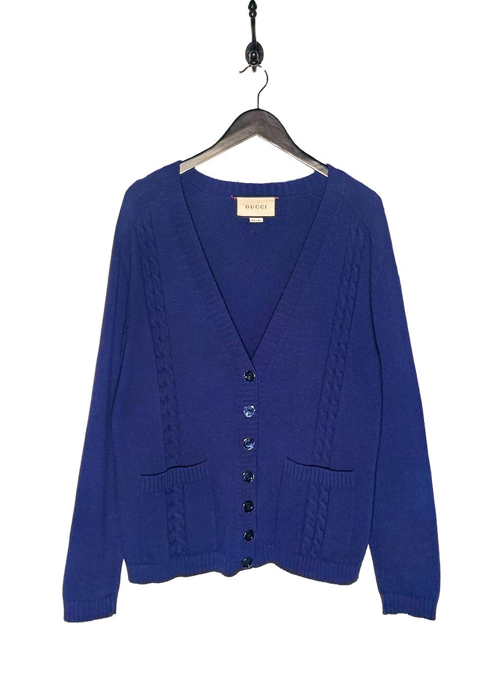Gucci Gucci Blue GG Embroidery Wool Cardigan Sweater - SMALL Size S / US 4 / IT 40 - 1 Thumbnail