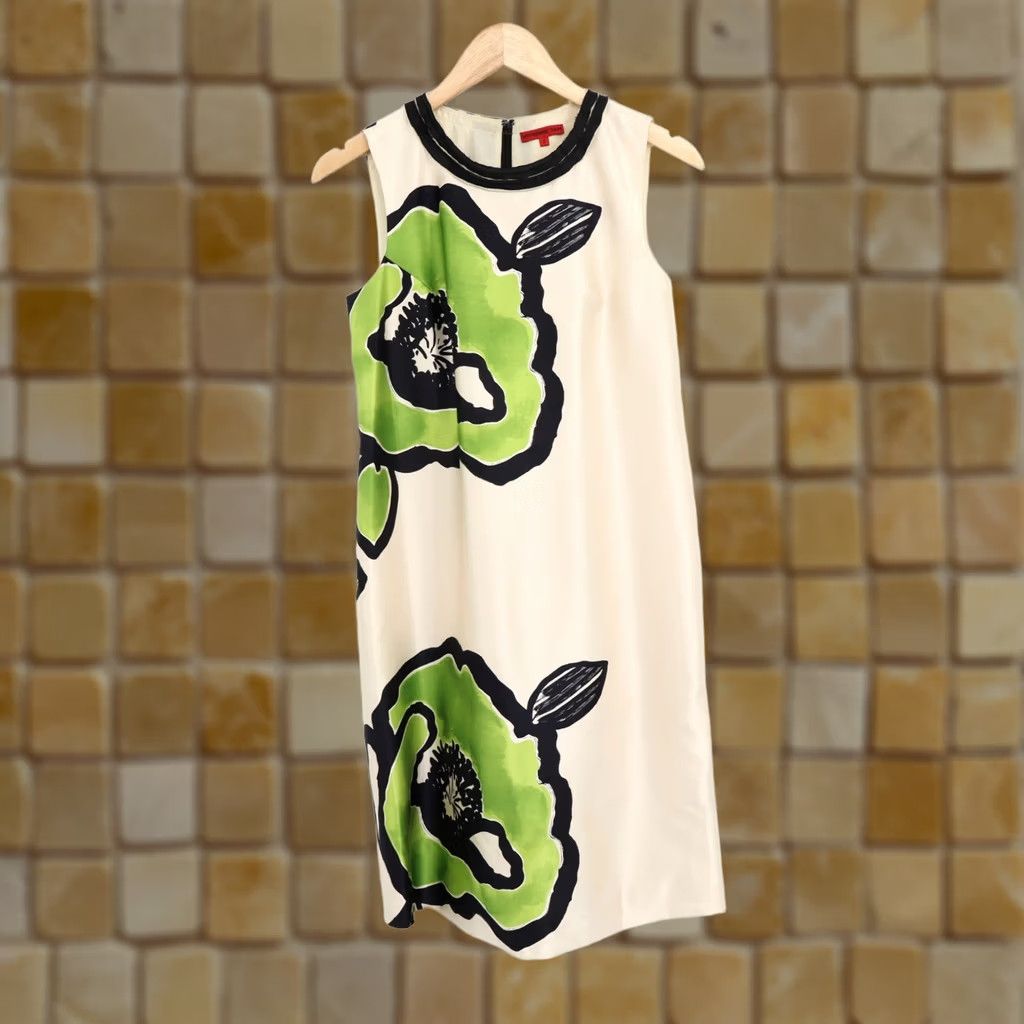 Vivienne Tam VIVIENNE Tam Women's East - West Fusion Silk Dress White/Green Sz 4 Size S / US 4 / IT 40 - 1 Thumbnail