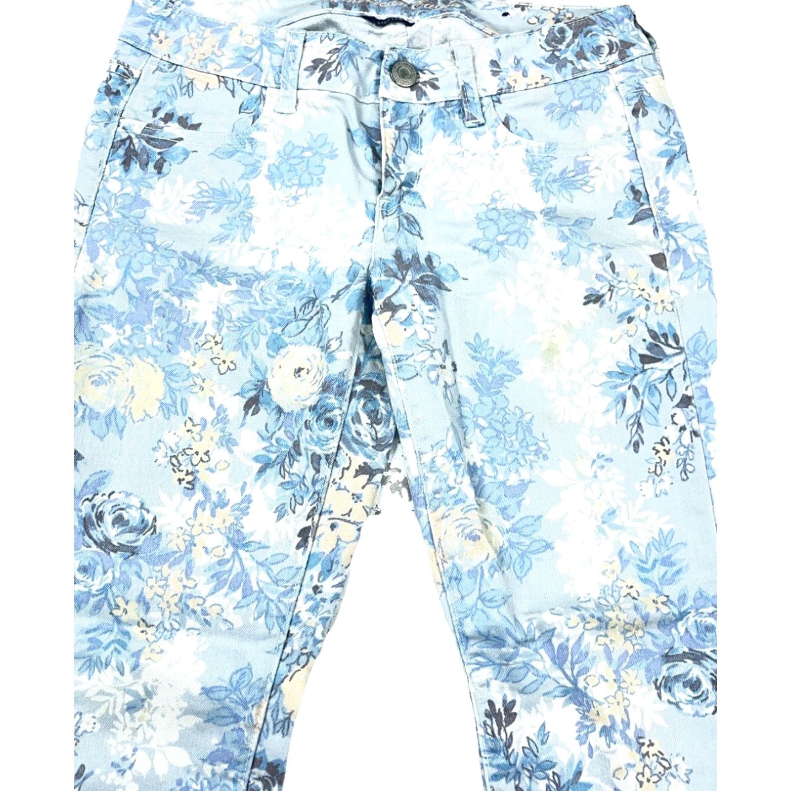 American Eagle Outfitters American Eagle Outfitters Jegging Jeans Womens Blue Floral 4 Short 27in Inseam Denim Stretch Pants Jeans Size 27" / US 4 / IT 40 - 3 Thumbnail
