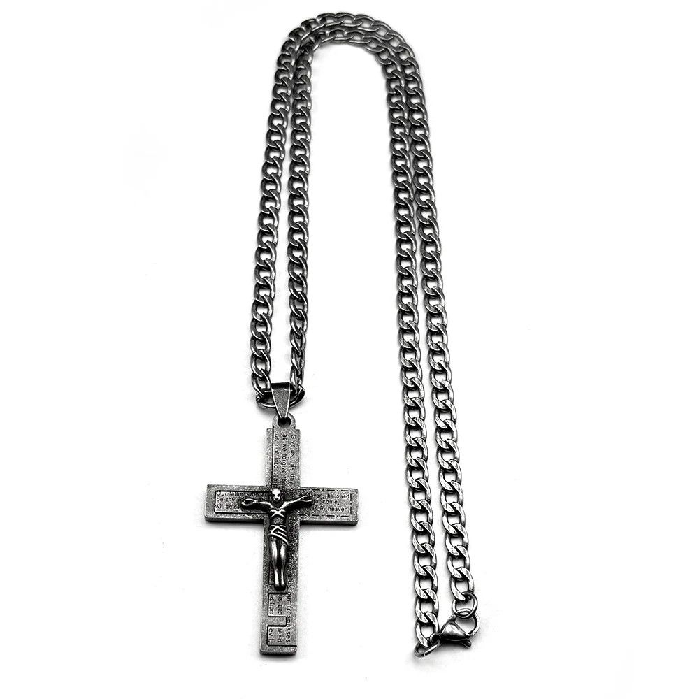 Jewelry Christian Jesus Cross Crucifix English Bible Pendant Size ONE SIZE - 4 Thumbnail