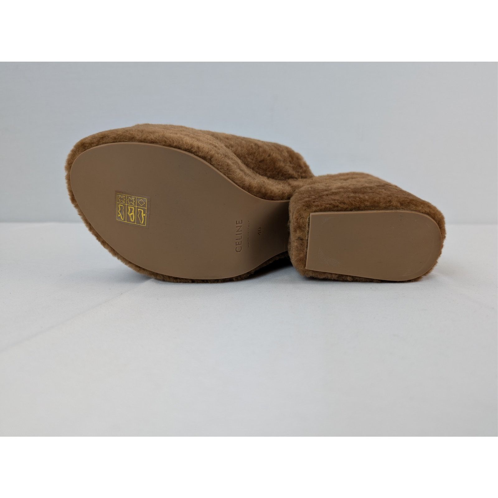 Celine o1rshd1 Elena Mule in Shearling Sandal slipper in Brown Size US 10 / IT 40 - 12 Thumbnail