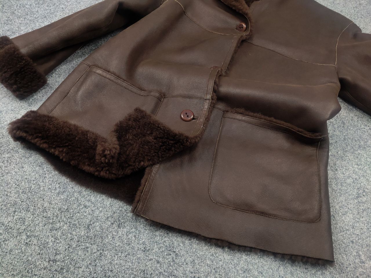 Gallotti Gallotti Bacis Brown Leather Shearling Fur-Lined Coat Jacket Size US M / EU 48-50 / 2 - 17 Thumbnail