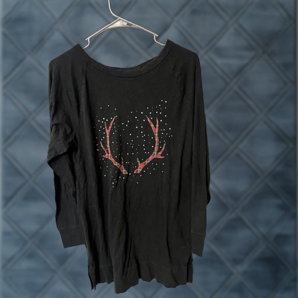 Victoria's Secret VICtoria Secret Sleep Women's Small Black Antlers Long Sleeve Crush Spell out Graphic Logo Shirt Size S / US 4 / IT 40 - 1 Thumbnail