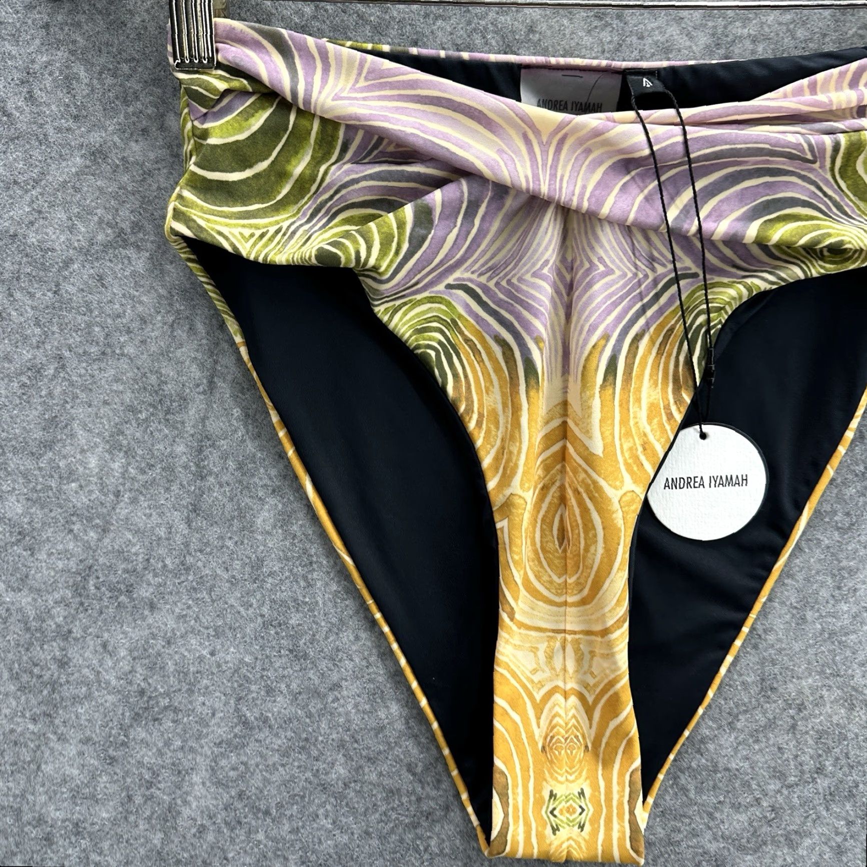 Vintage Andrea Iyamah Akacia Bikini Bottom Womens Small Abstract Woodgrain Print New Size 28" / US 6 / IT 42 - 3 Thumbnail