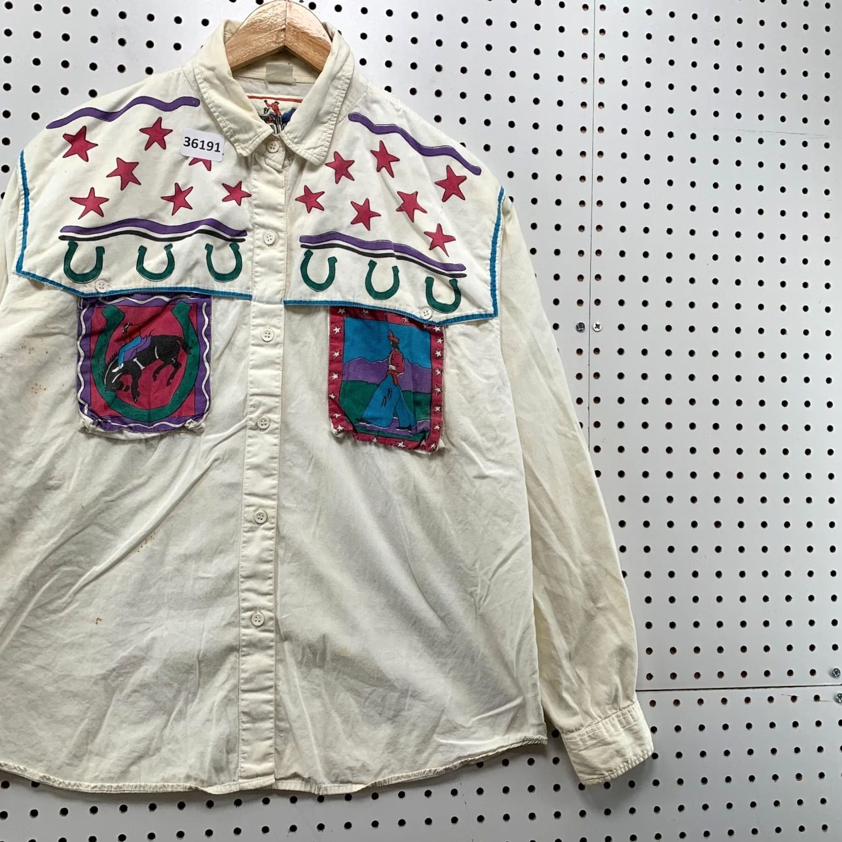 Vintage VINTAGE I Love Cowboys Shirt Womens XL White Long Sleeve Button Western Size XL / US 12-14 / IT 48-50 - 4 Thumbnail