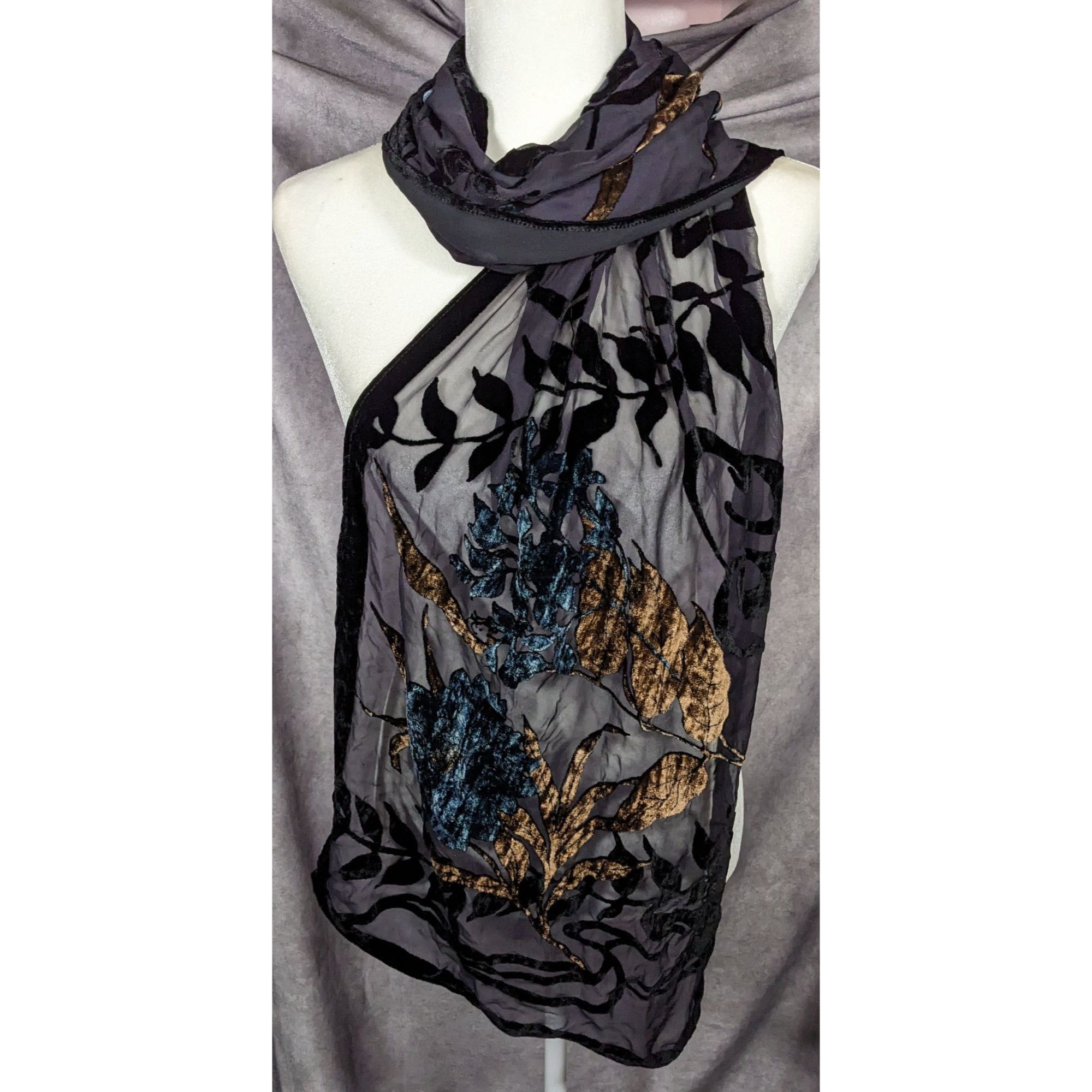 Other Vintage Italian Multi-Tone Velvet Burnout Scarf Size ONE SIZE - 8 Thumbnail
