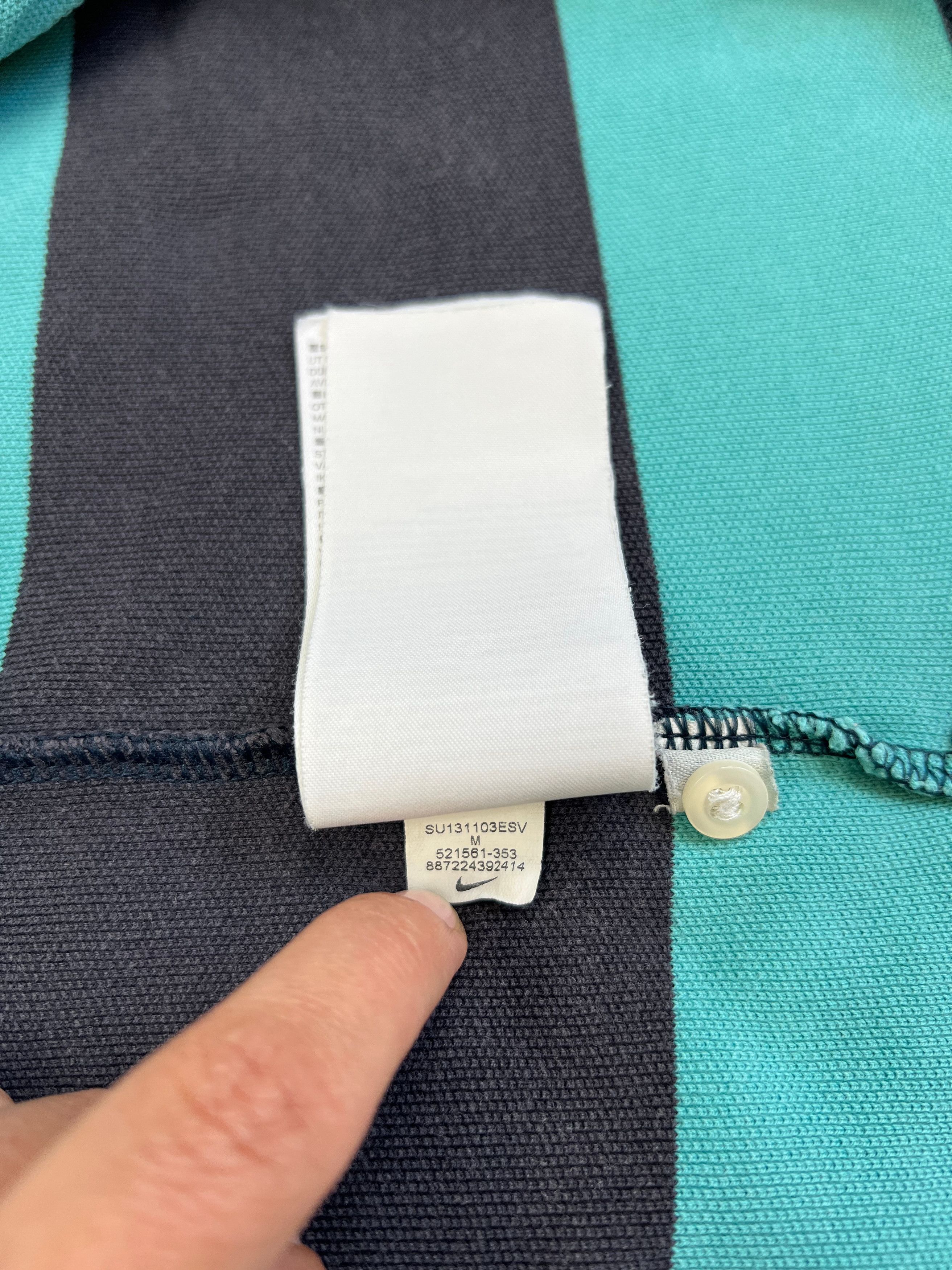 Nike Nike Striped Polo Shirt Teal Navy S/XS Size US S / EU 44-46 / 1 - 19 Thumbnail