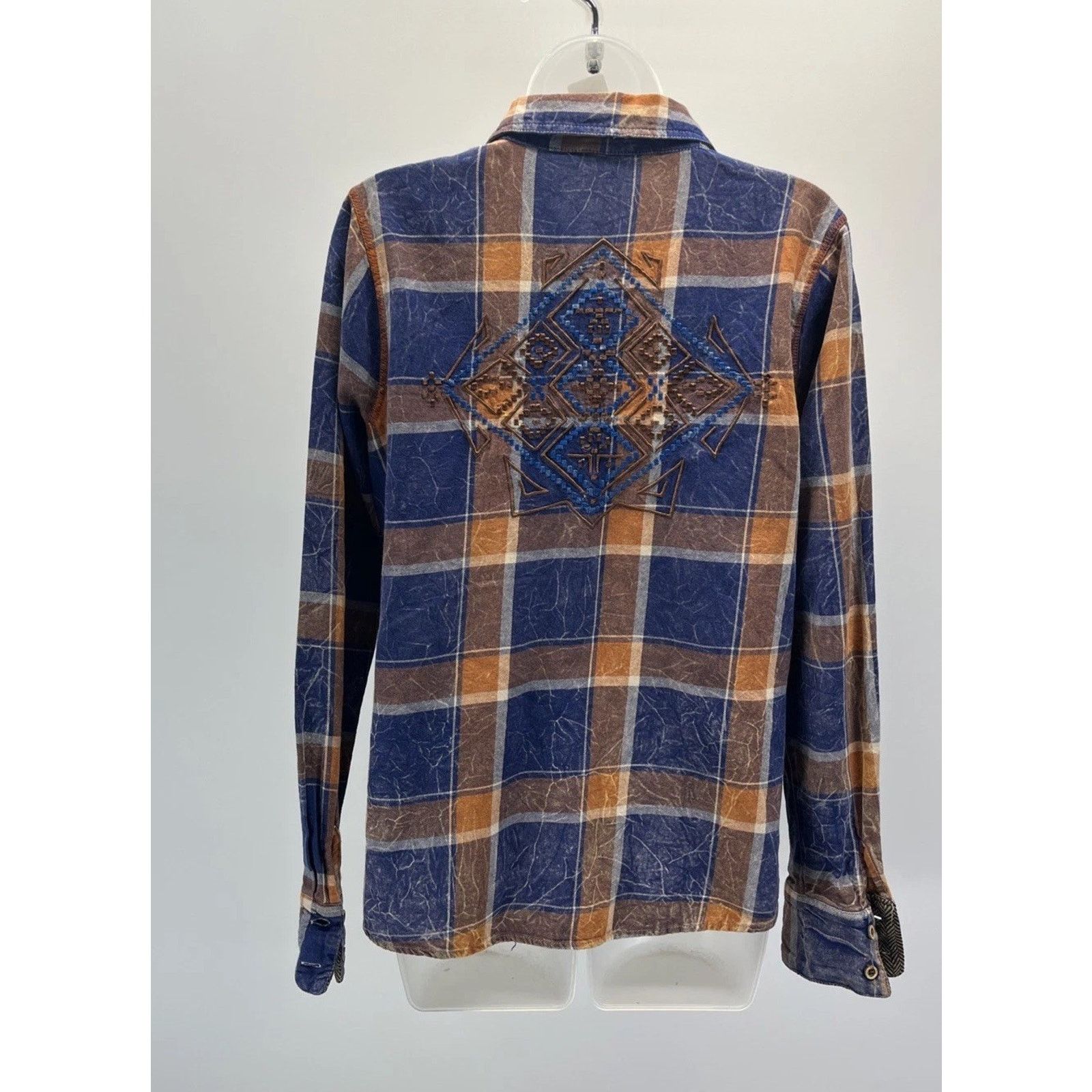 BKE BKE Flannel Southwest Design Womens M Blue Plaid Longsleeve Size M / US 6-8 / IT 42-44 - 4 Thumbnail