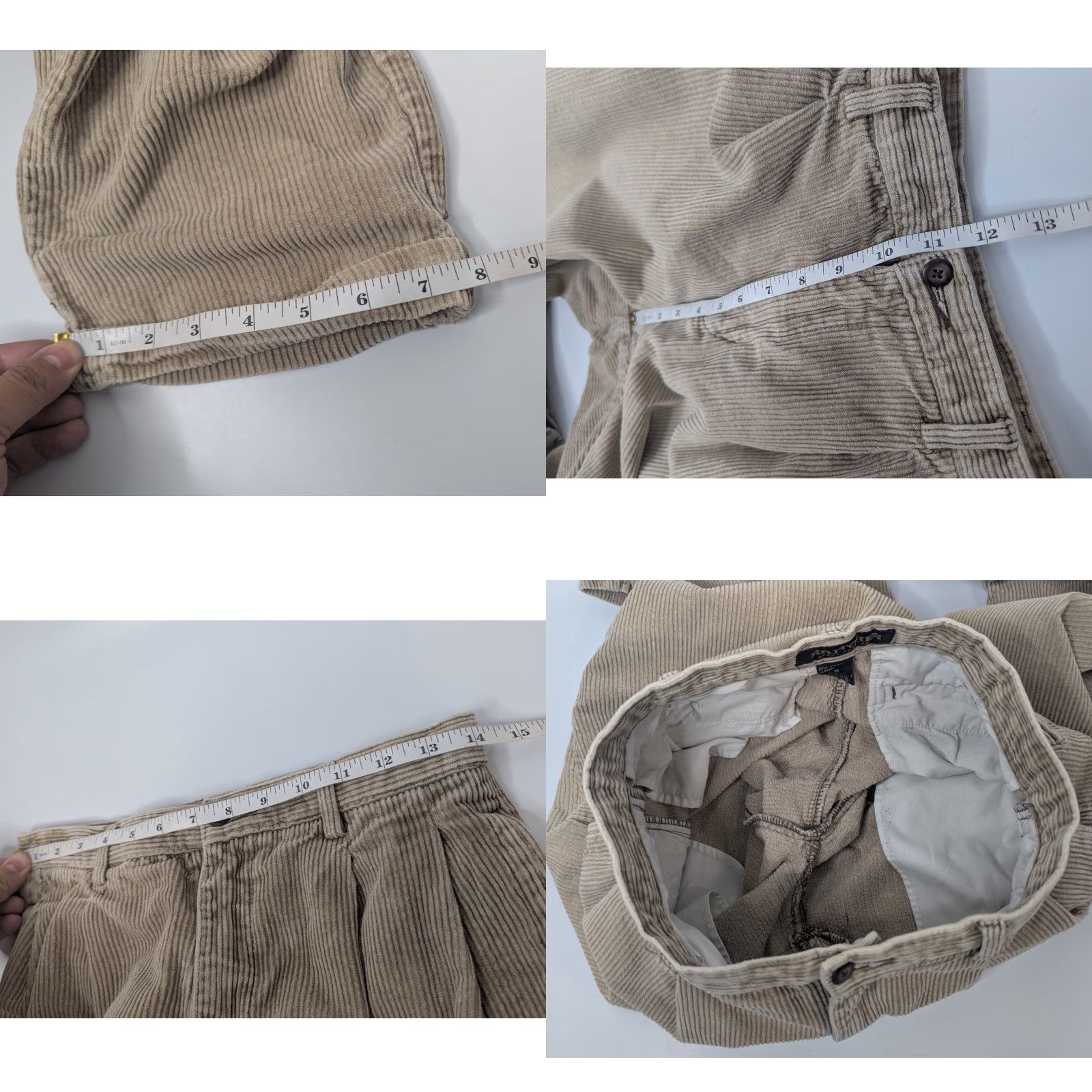 Greats Britches Mens 30x20 Beige Corduroy Cotton Pleated Pants Vintage Dress Pants Straight Leg XS? Size US 28 / EU 44 - 8 Thumbnail