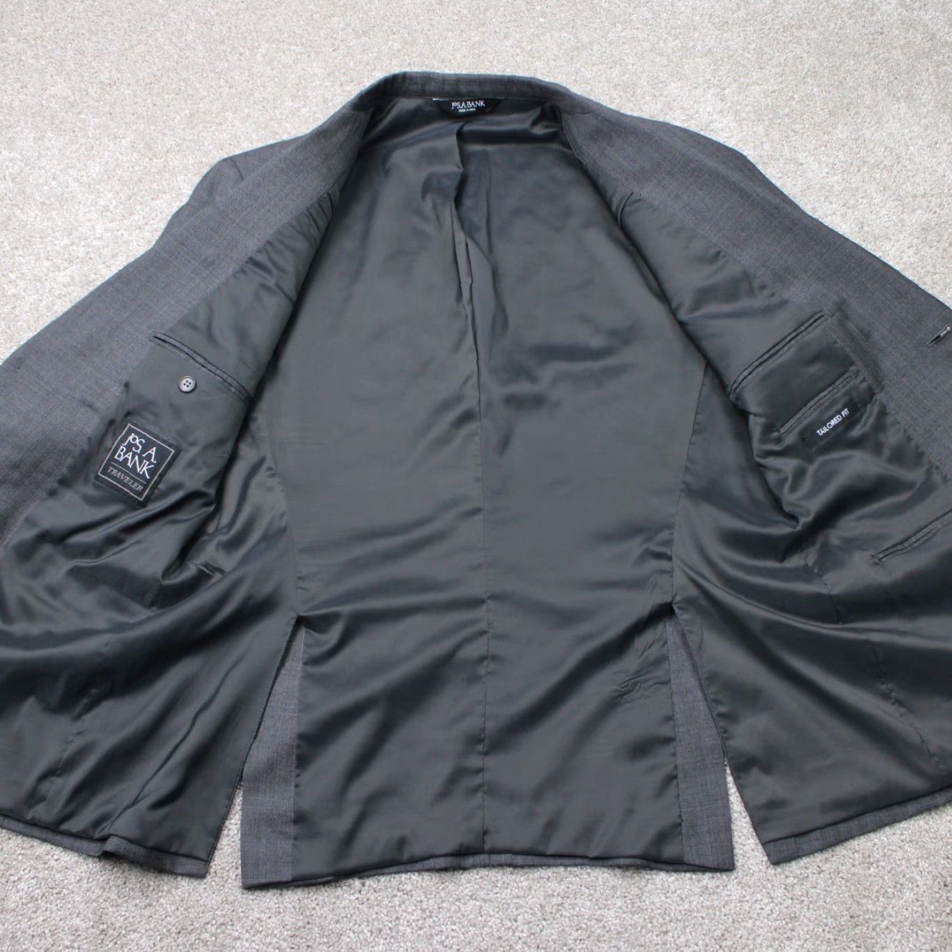 Jos. A. Bank Jos. A. Bank Gordon Blazer Men 46R Gray Traveler Wool 2 Button Double Vent Blazer Size 46R - 6 Thumbnail