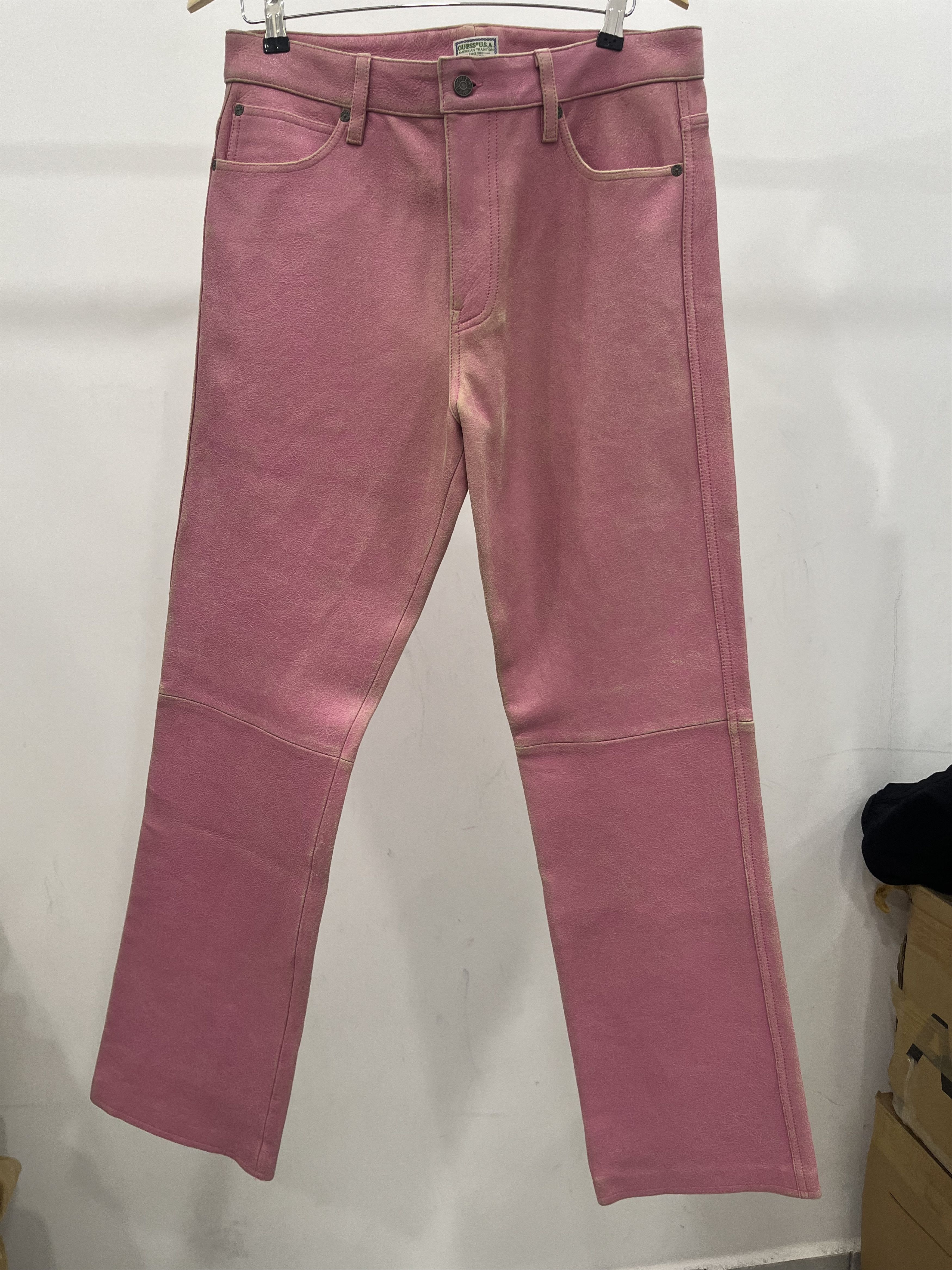 Guess GUESS USA Pink Cracked Leather Pants Size US 32 / EU 48 - 4 Thumbnail