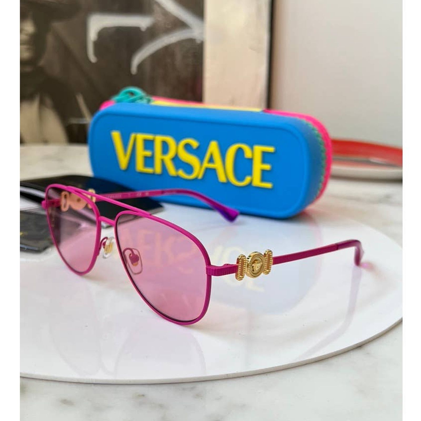 Versace NEW Versace Kids VK2002 Pink Aviator Sunglasses Size ONE SIZE - 1 Thumbnail