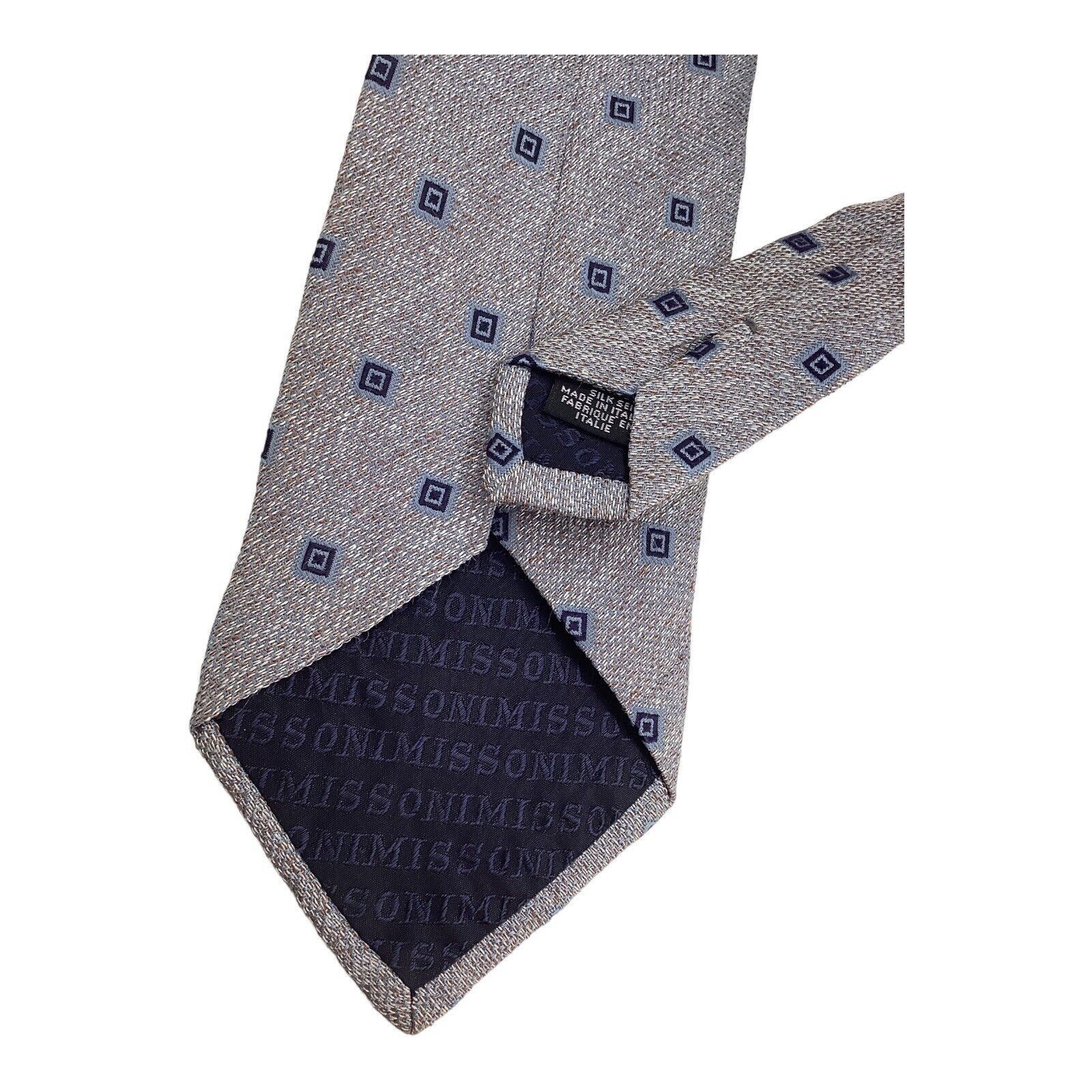 Missoni MISSONI Gray Geometric Luxury Silk Tie Made In Italy W: 3.6 Size ONE SIZE - 4 Thumbnail