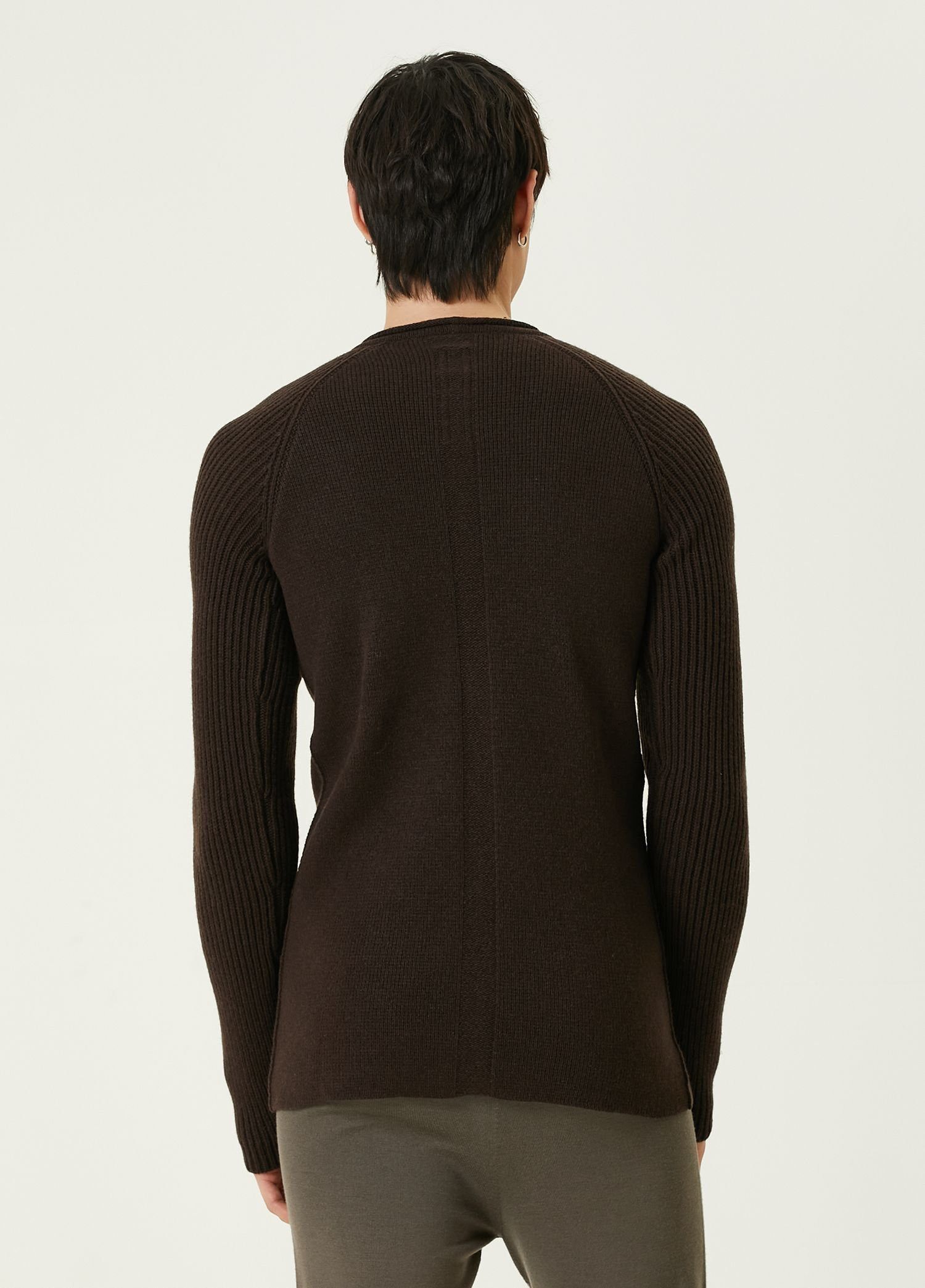 Rick Owens RICK OWENS brown slim fit crew knit cashmere sweater Medium Size US M / EU 48-50 / 2 - 3 Thumbnail