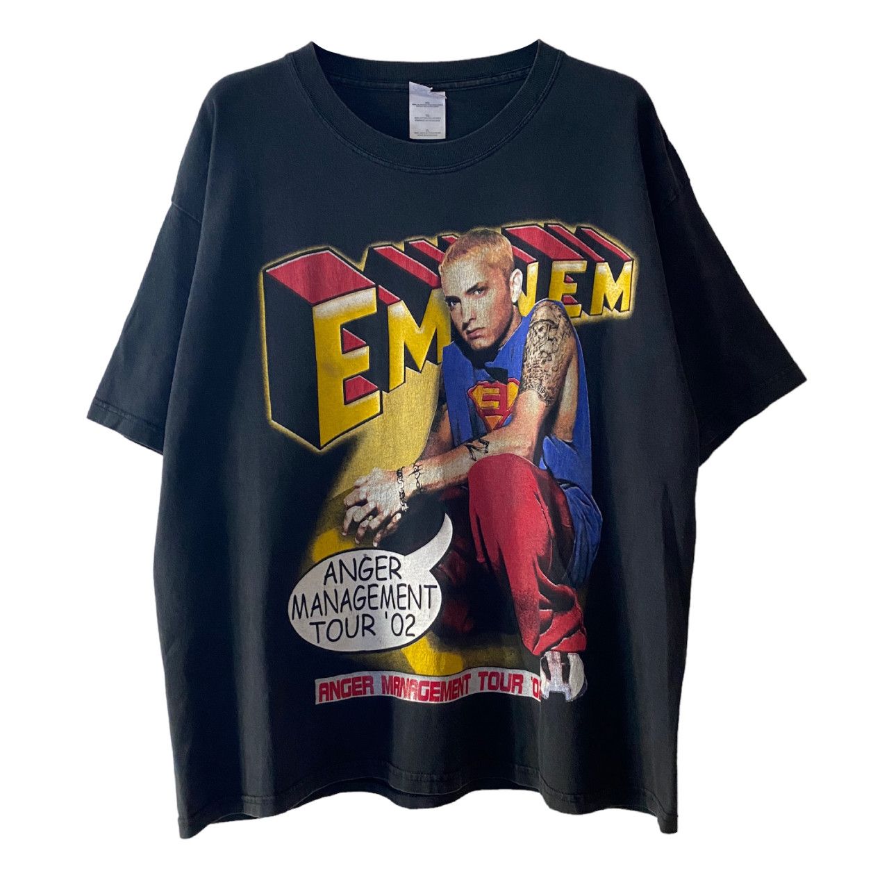 image of Eminem 2002 Anger Management Tour Rap Tee in Black, Men's (Size XL)