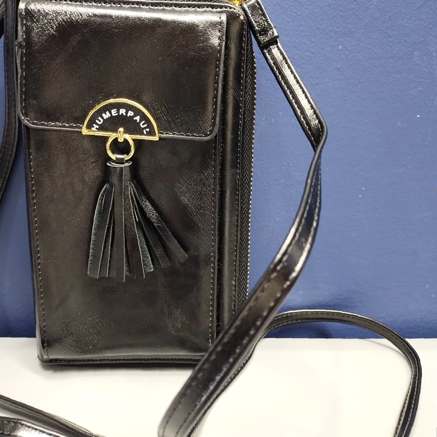 Vintage Humerpaul Crossbody Phone Bag Women's Black Multi Compartment Adjustable Strap XS Small Crossbody Mens Womens Girls Boys? Size ONE SIZE - 4 Thumbnail