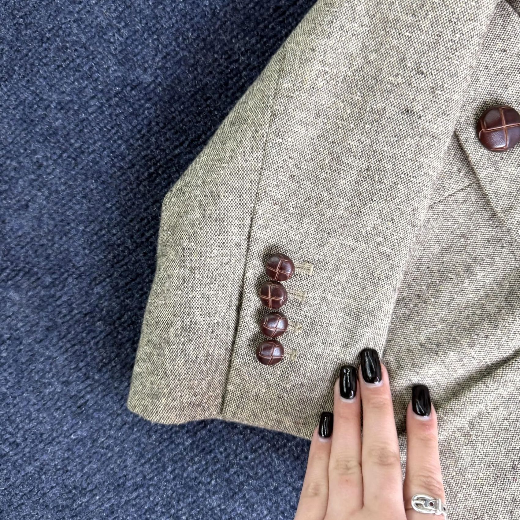 Ann Taylor VINTAGE Ann Taylor LOFT Blazer Shirt Womens 6 Beige Tweed Double Breasted Lined Career Size M / US 6-8 / IT 42-44 - 3 Thumbnail