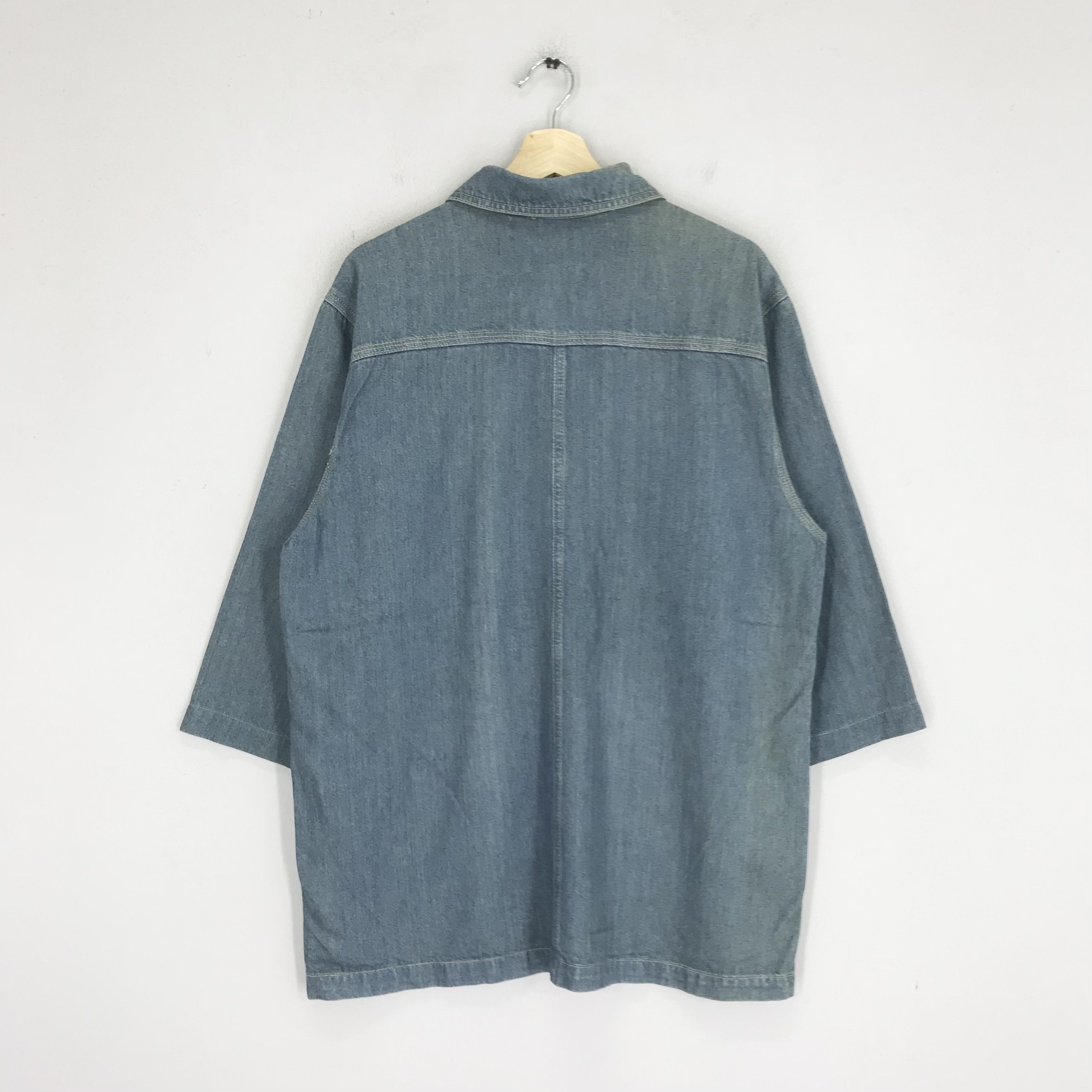 Japanese Brand Vintage 90s Denim Worker Jacket Four Pocket Frenchwork Blue Size US M / EU 48-50 / 2 - 2 Thumbnail
