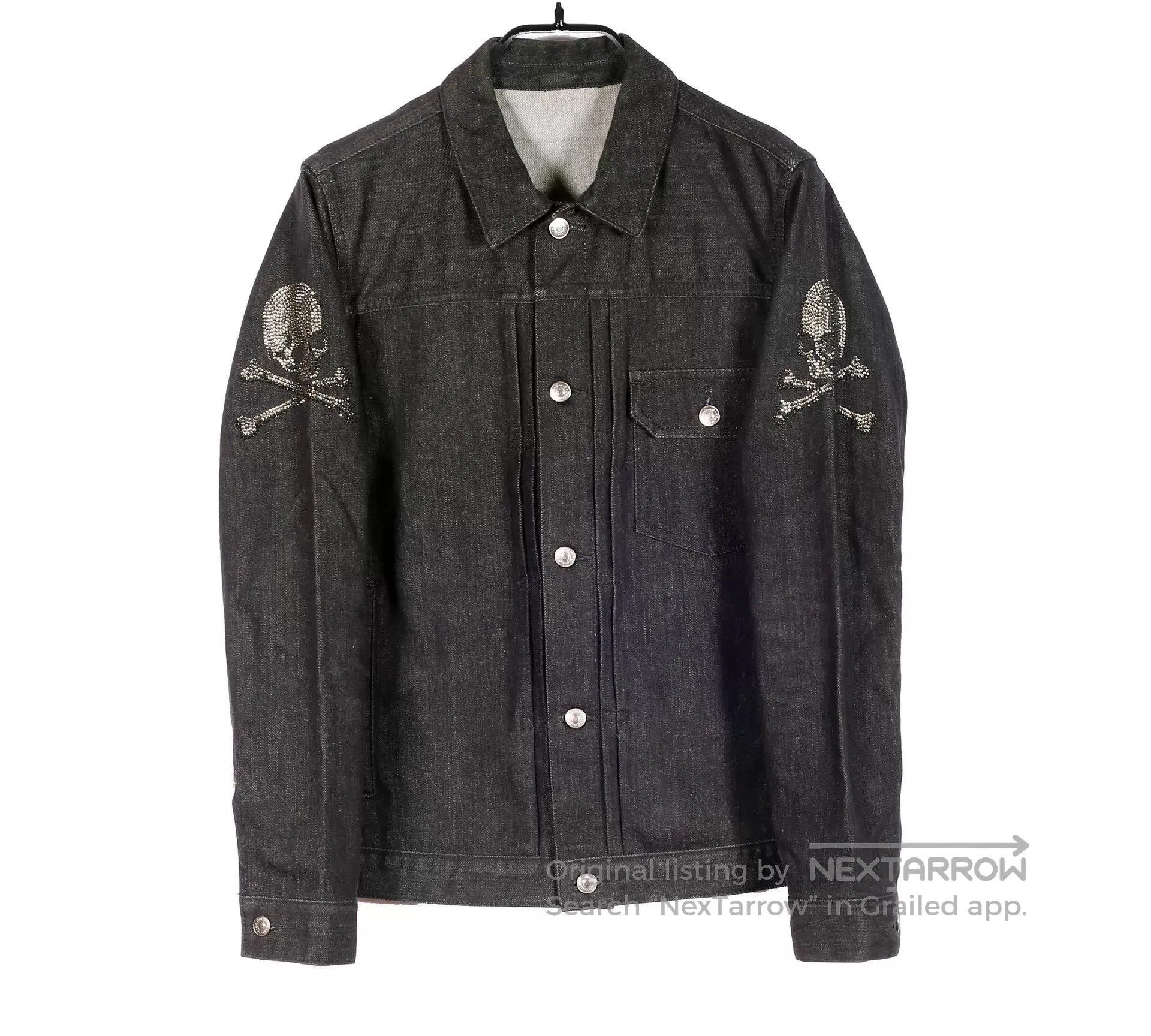 Mastermind Japan Black Denim Jacket with Skull Crossbones Embellishments. Size US S / EU 44-46 / 1 - 1 Thumbnail