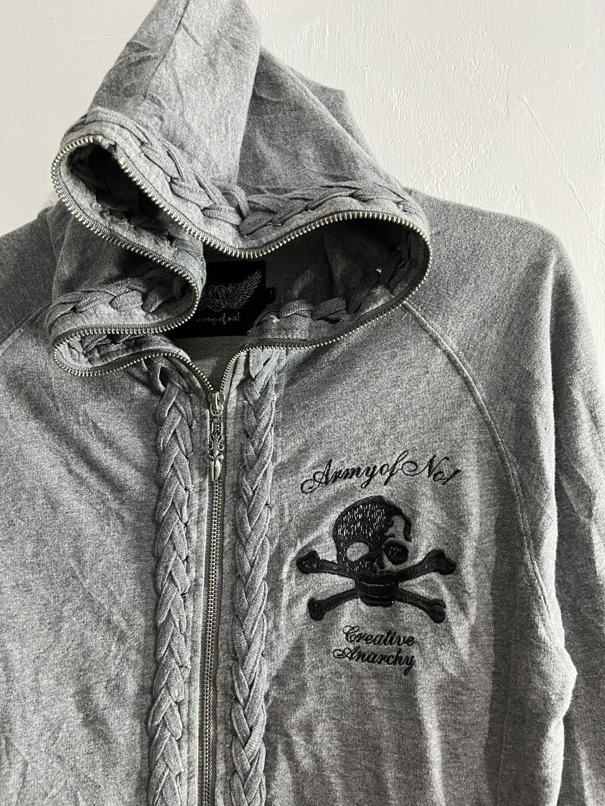 Japanese Brand 2000s army of no! Skull embroidery hoodie Size US M / EU 48-50 / 2 - 4 Thumbnail