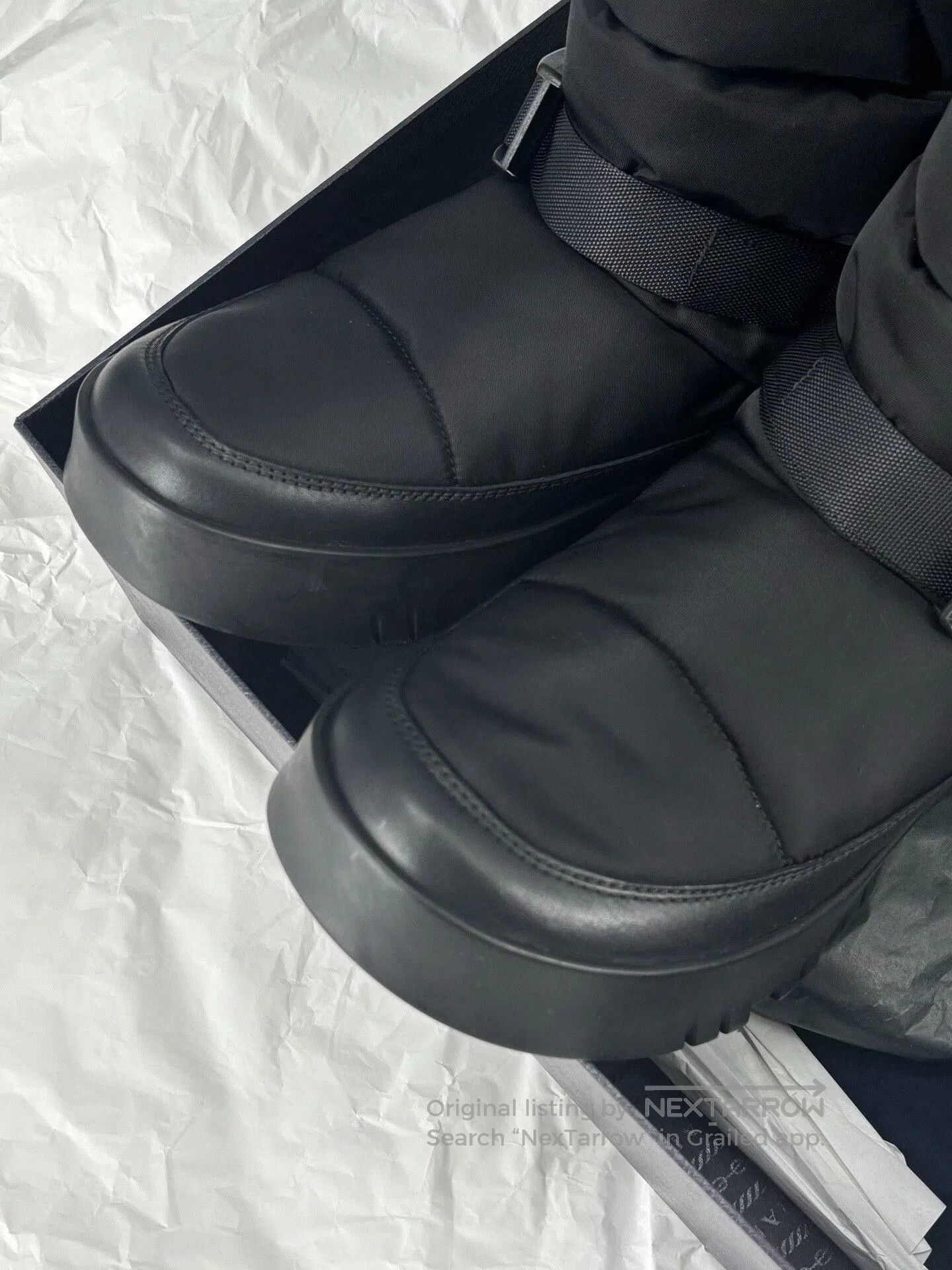 prada men's snow boots with nylon material.