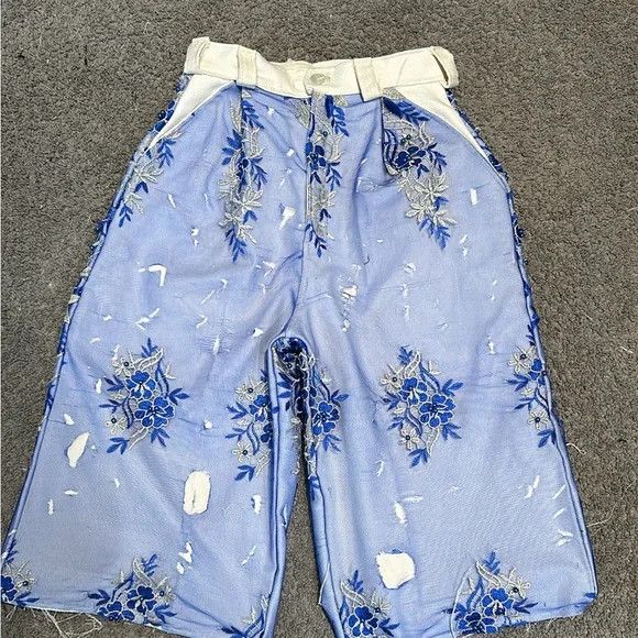 Other Floral lace blue shorts made by me from scratch Size US 28 / EU 44 - 1 Thumbnail