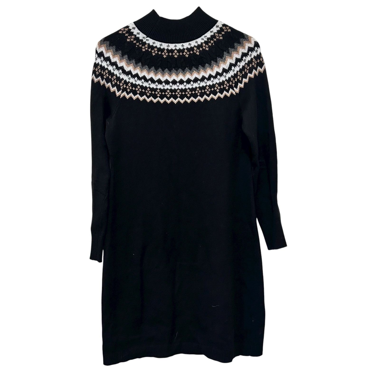Other Talbots Black Fair Isle Mock Neck Sweater Dress Sz S Size S / US 4 / IT 40 - 4 Thumbnail
