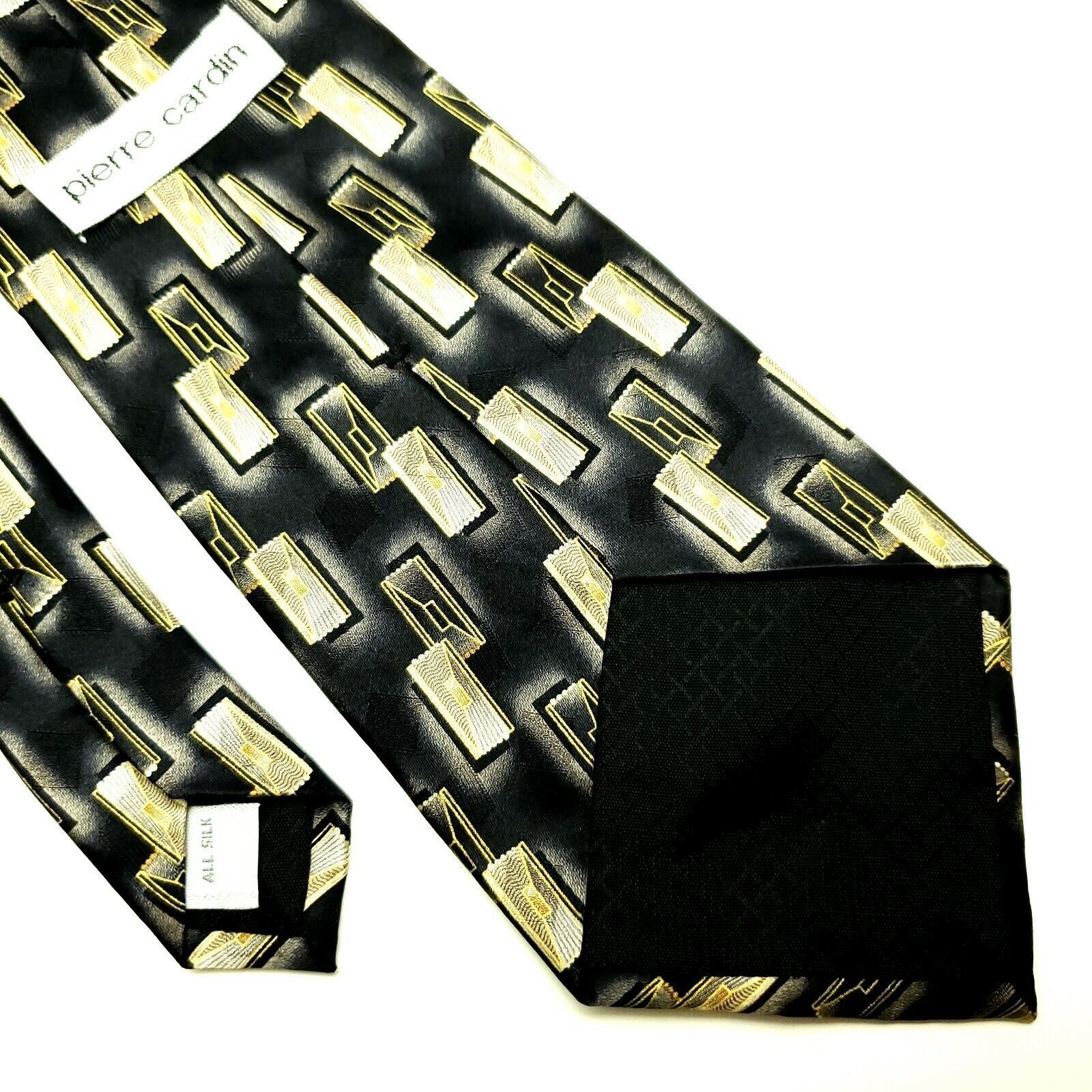 Pierre Cardin Pierre Cardin Silk Tie Gray Print Wide Abstract Size ONE SIZE - 5 Thumbnail