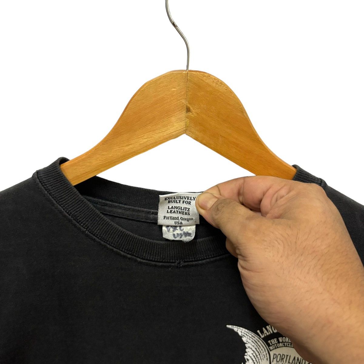 Leather × Lewis Leathers × Vanson Leathers Vintage Langlitz Leathers Finest Motorcycle Leathers Tshirt Size US S / EU 44-46 / 1 - 8 Thumbnail