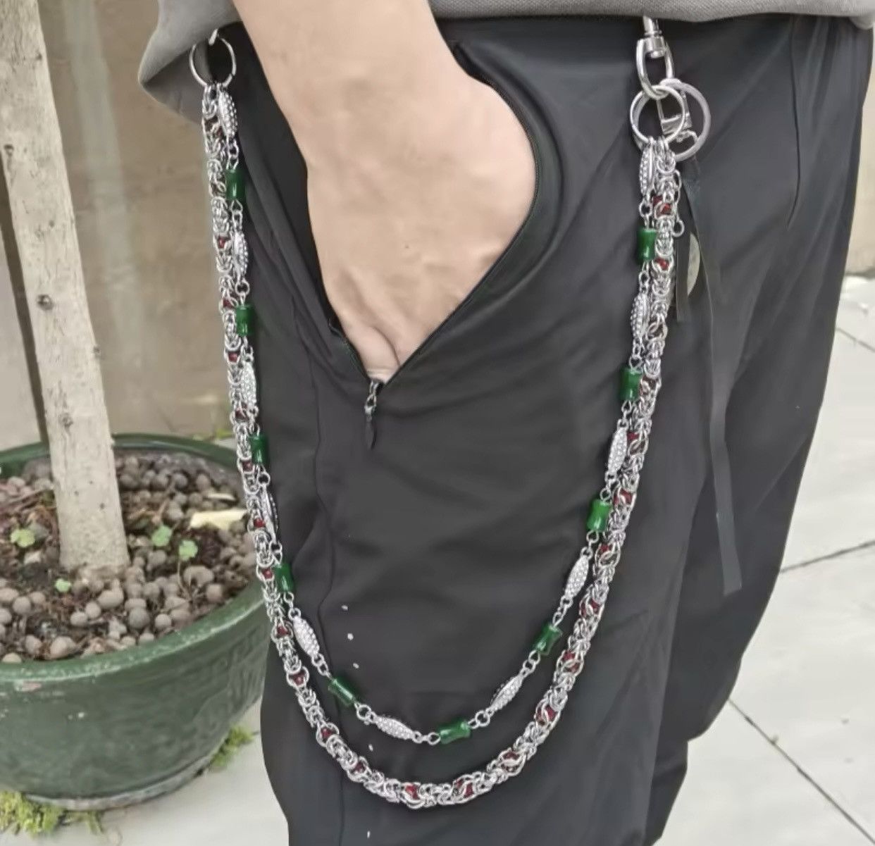 Jewelry Concise Keel Clamp Beads Bilayer Jade Node Chain Size ONE SIZE - 1 Thumbnail