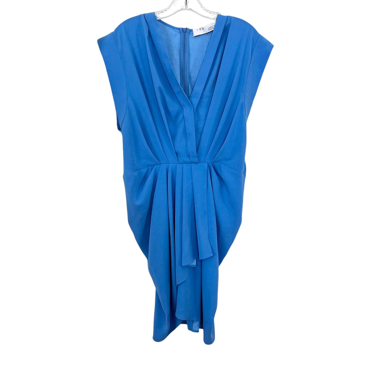 Iro IRO Garm Blue Faux Wrap Draped V-Neck Crepe Mini Dress Size M / US 6-8 / IT 42-44 - 2 Thumbnail