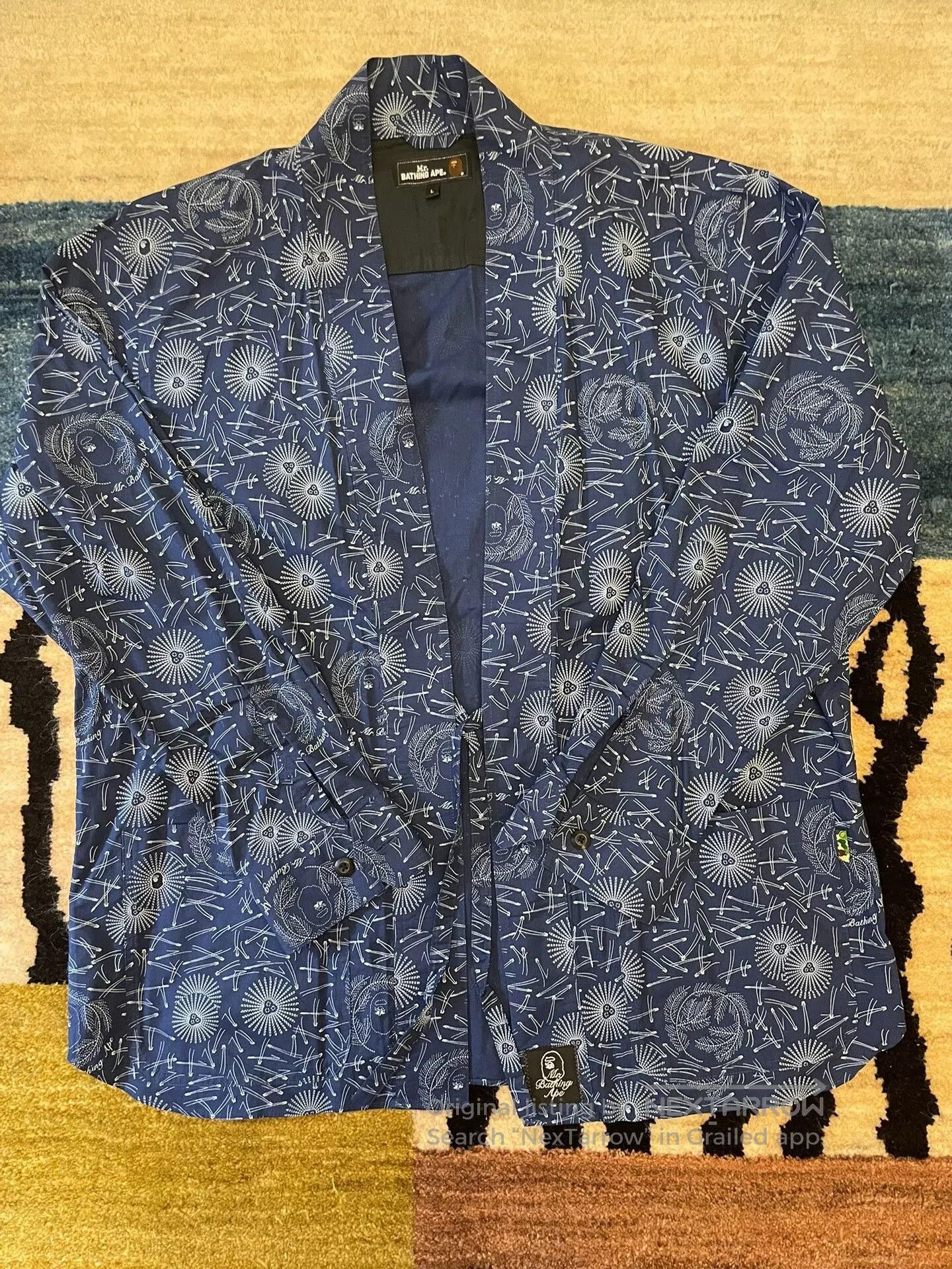 Bape Mr.Bathing Ape Indigo Kimono Shirt. Size US L / EU 52-54 / 3 - 2 Thumbnail