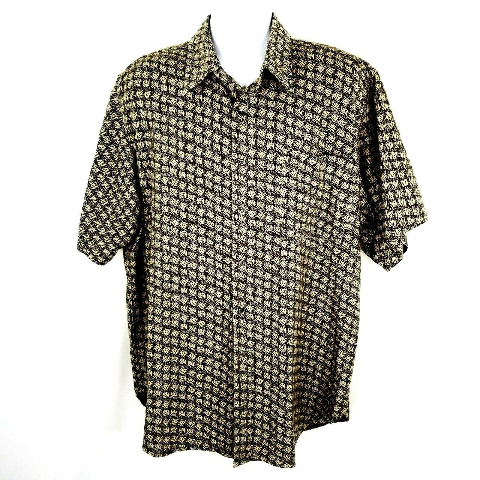 Murano Murano Button Front Shirt Mens Size XL Linen Blend Tan Gray Size US XL / EU 56 / 4 - 1 Thumbnail