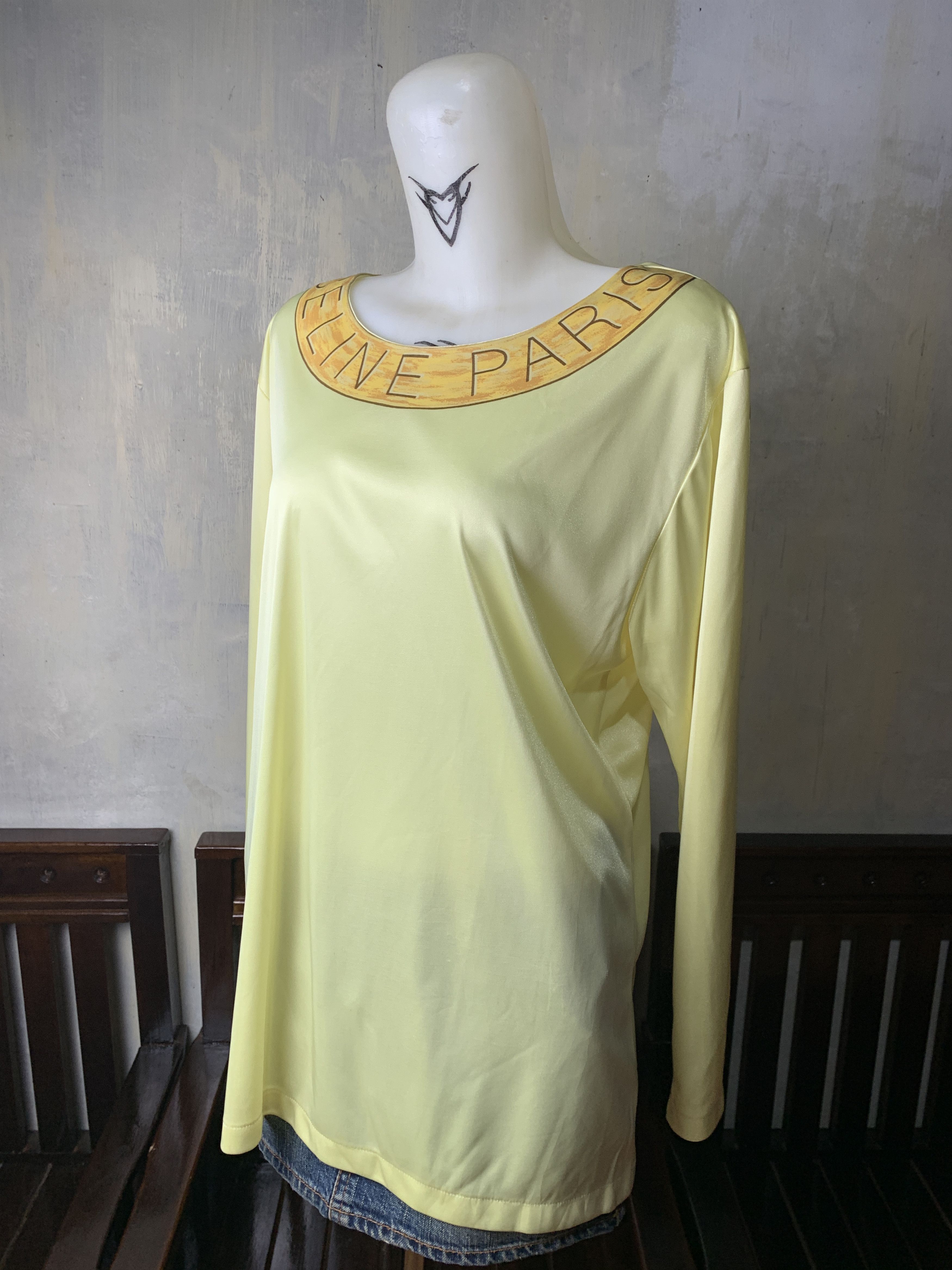 Celine 2000s Celine Paris Yellow Silk Blouse (M) Size M / US 6-8 / IT 42-44 - 2 Thumbnail