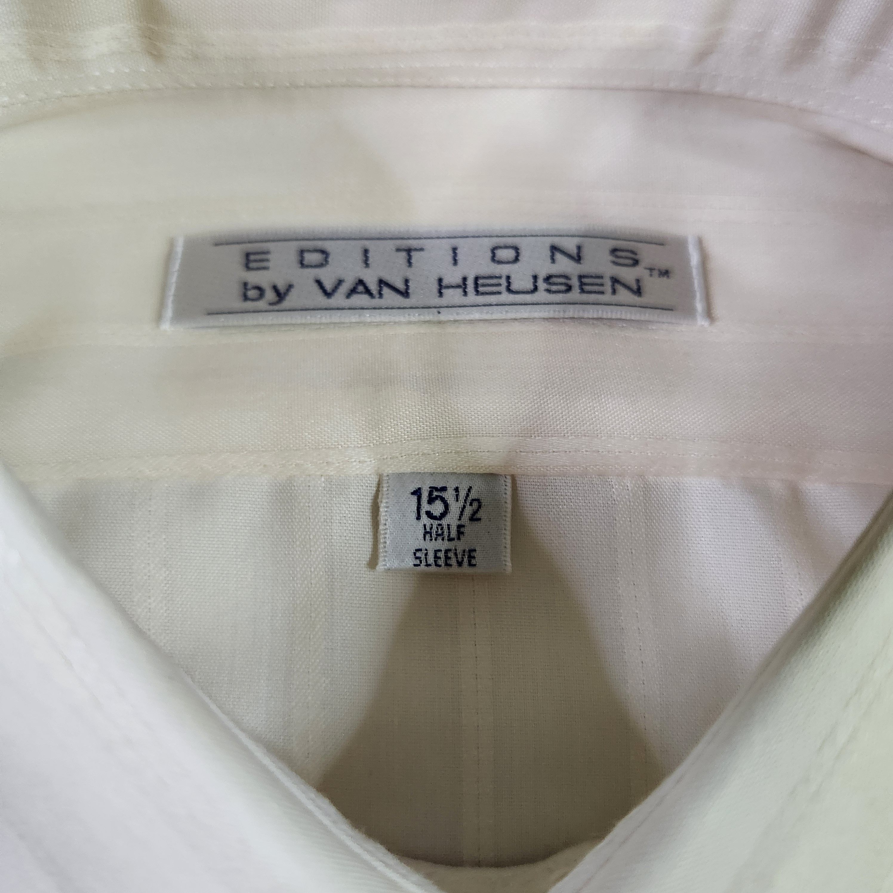Van Heusen VINTAGE Van Heusen Half Sleeve Dress Shirt 15.5 Cream Stripe Size US L / EU 52-54 / 3 - 7 Thumbnail
