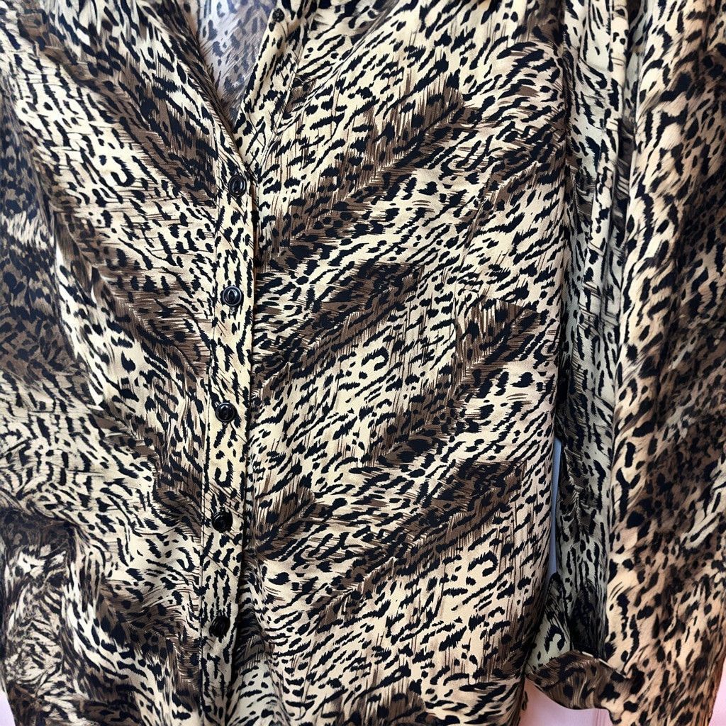 Vintage 90s/Y2K Giorgio Fiorlini Leopard Button Down Shirt Top L Size L / US 10 / IT 46 - 5 Thumbnail
