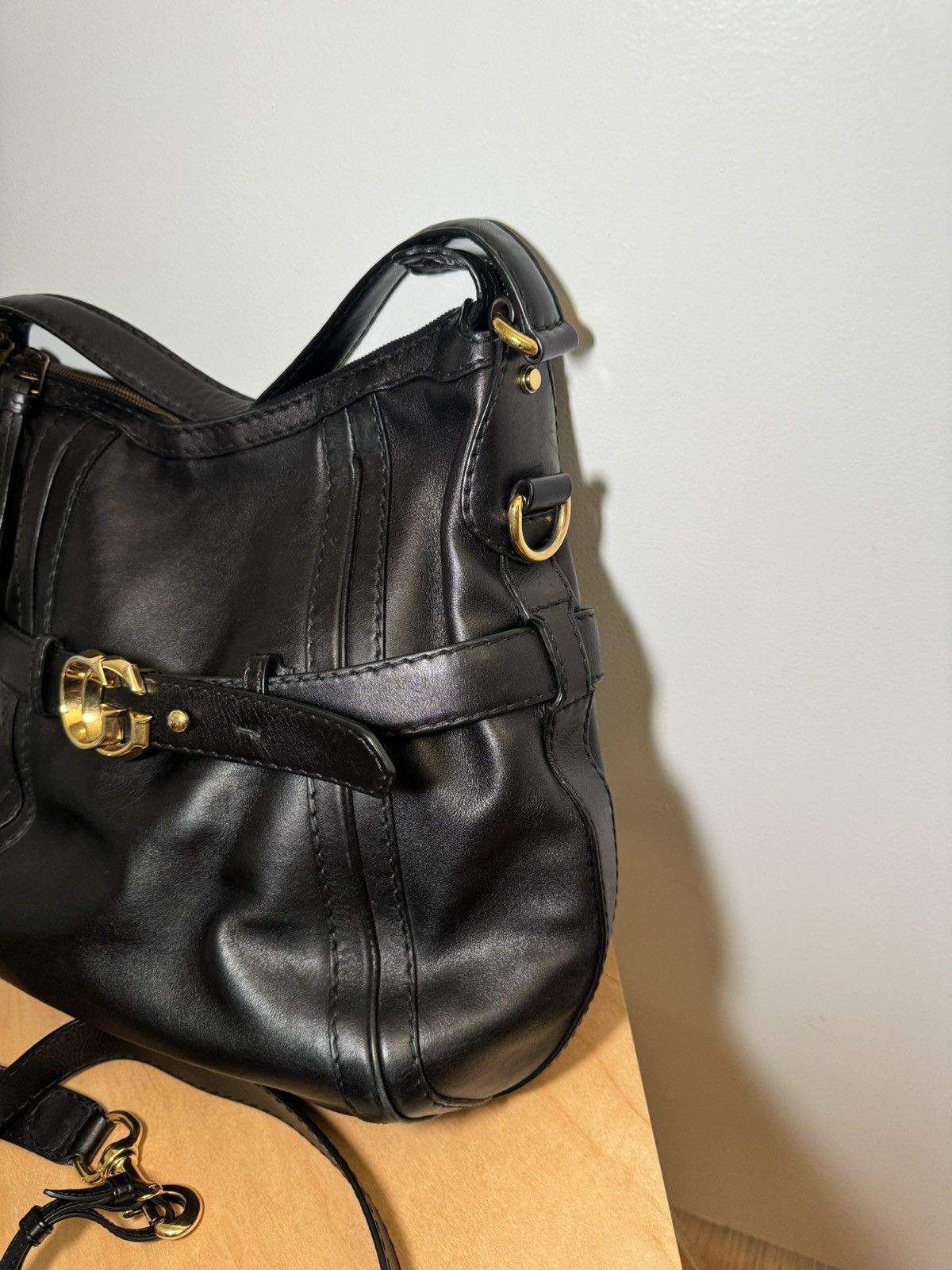 Gucci GUCCI Black Leather GG Running Medium Double G Hobo Bag Size ONE SIZE - 20 Thumbnail