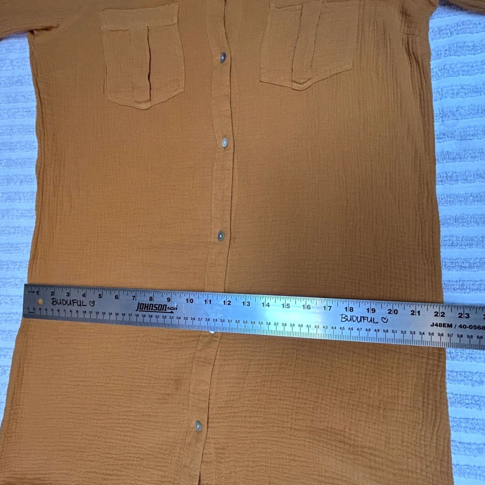 Vintage Given Kale Women's Shirt Dress Mustard Pockets Roll Tab Sleeve Gauze 100% Cotton L Size L / US 10 / IT 46 - 6 Thumbnail