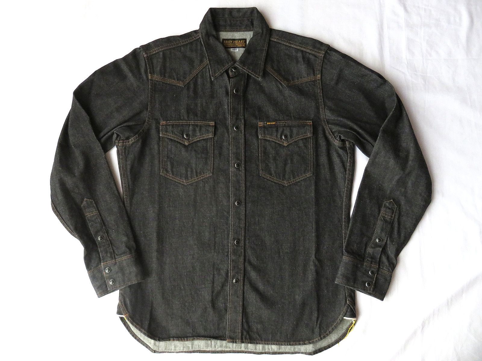 Iron Heart Iron Heart IHSH-33-BLK 12oz Selvedge Denim Western Shirt ...