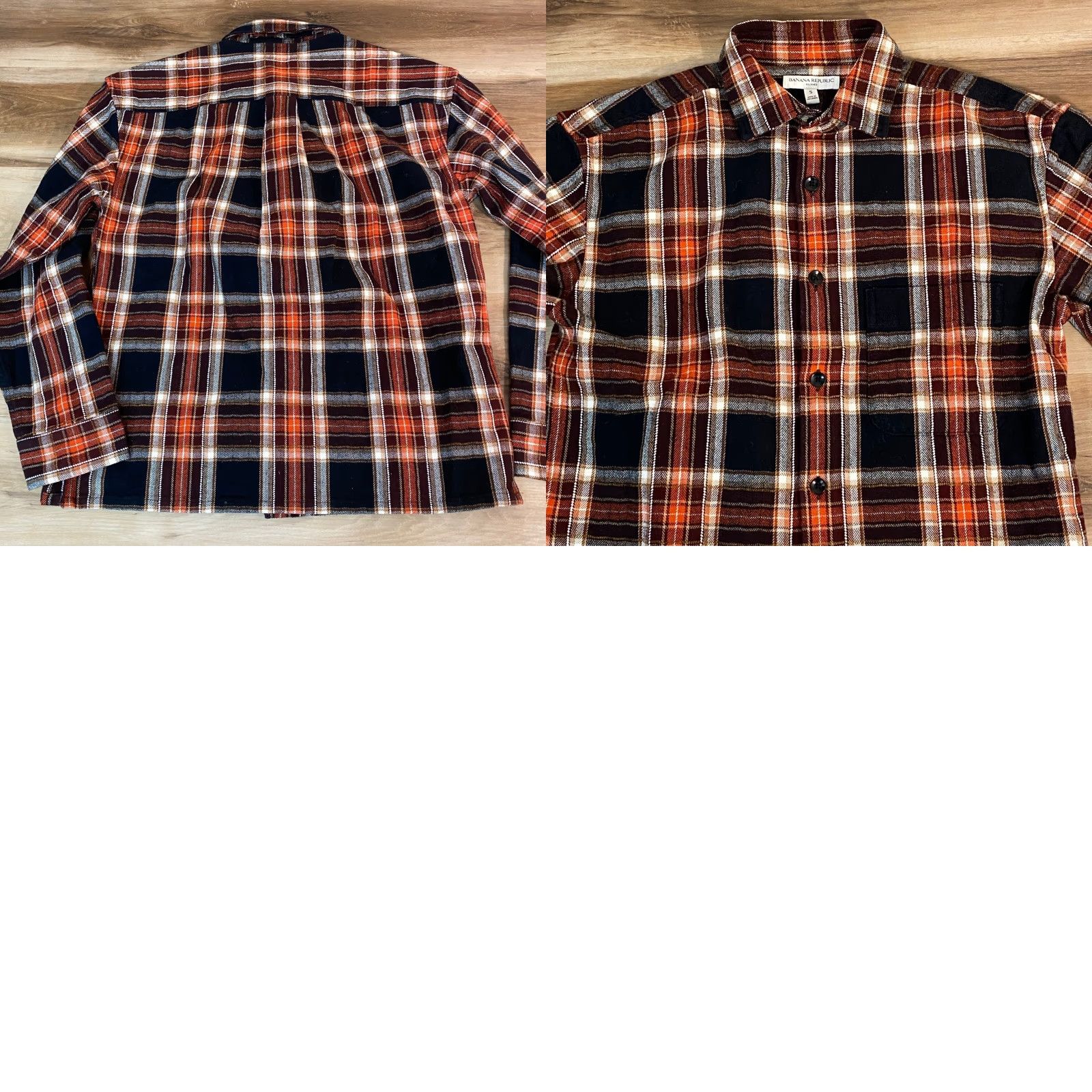 Banana Republic VINTAGE Banana Republic Flannel Shirt Mens S Relaxed Fit Plaid Orange Brown Long Sleeve Button-Up Casual Fall Outdoors Mens Size US S / EU 44-46 / 1 - 8 Thumbnail