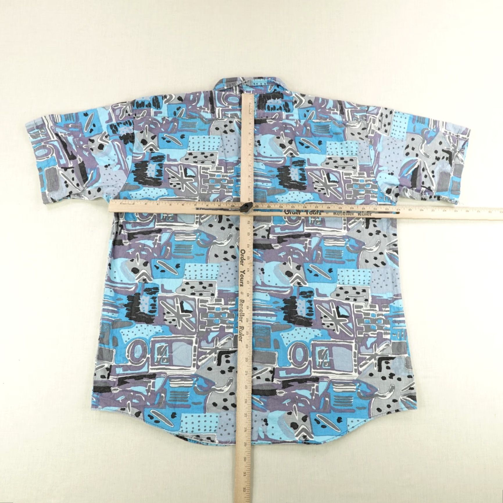 Vintage VINTAGE Campus Shirt Mens Large 80s Geometric Blue Short Sleeve Button-Up Casual Size US L / EU 52-54 / 3 - 5 Thumbnail