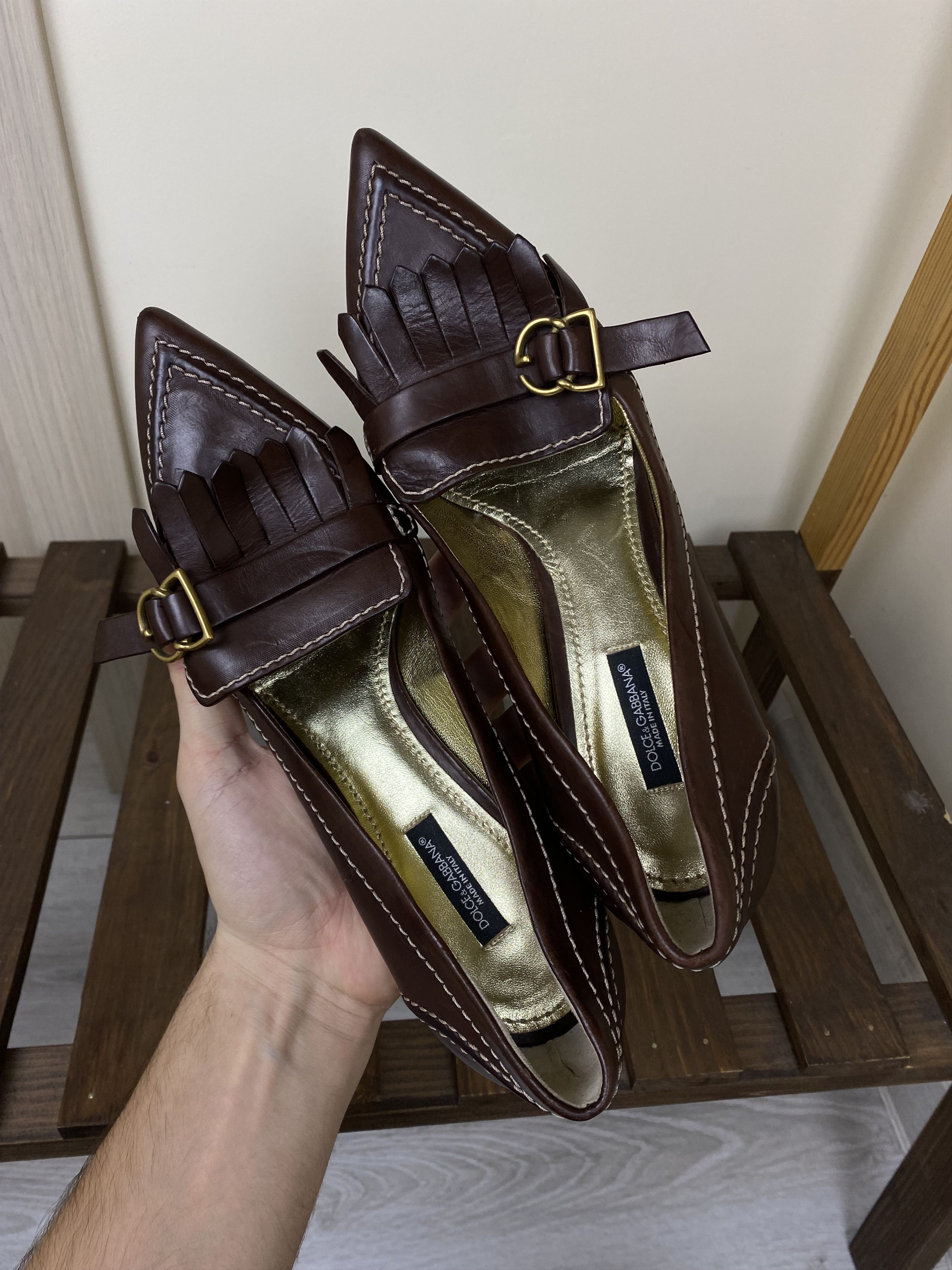 Dolce & Gabbana DOLCE & GABBANA DK BROWN SHOES W/FRINGE BUCKLE Size US 9 / IT 39 - 4 Thumbnail